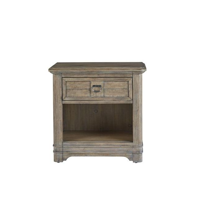 Meadowbrook Beige Antique Sand Wood One Drawer Farmhouse Nightstand