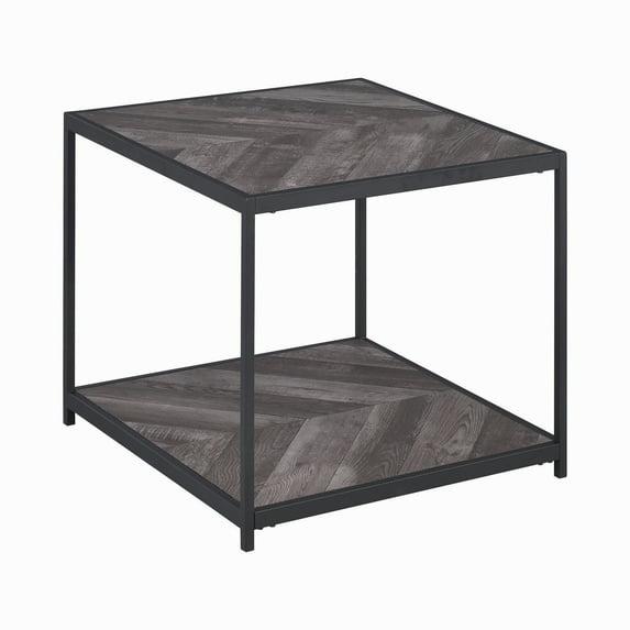 Beckley Wood End Table Gray Herringbone/Black - Coaster