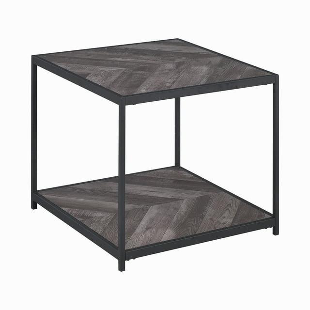 Beckley Wood End Table Gray Herringbone/Black - Coaster