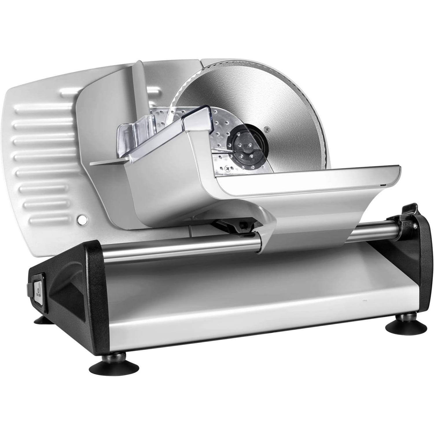 OSTBA Meat Slicer, Electric Deli Food Slicer with Removable Stainless Steel Blades, Adjustable Thickness Meat Slicer for Home Use, Easy to Clean, Ideal for Cold Cuts, Cheese, Bread, Fruit