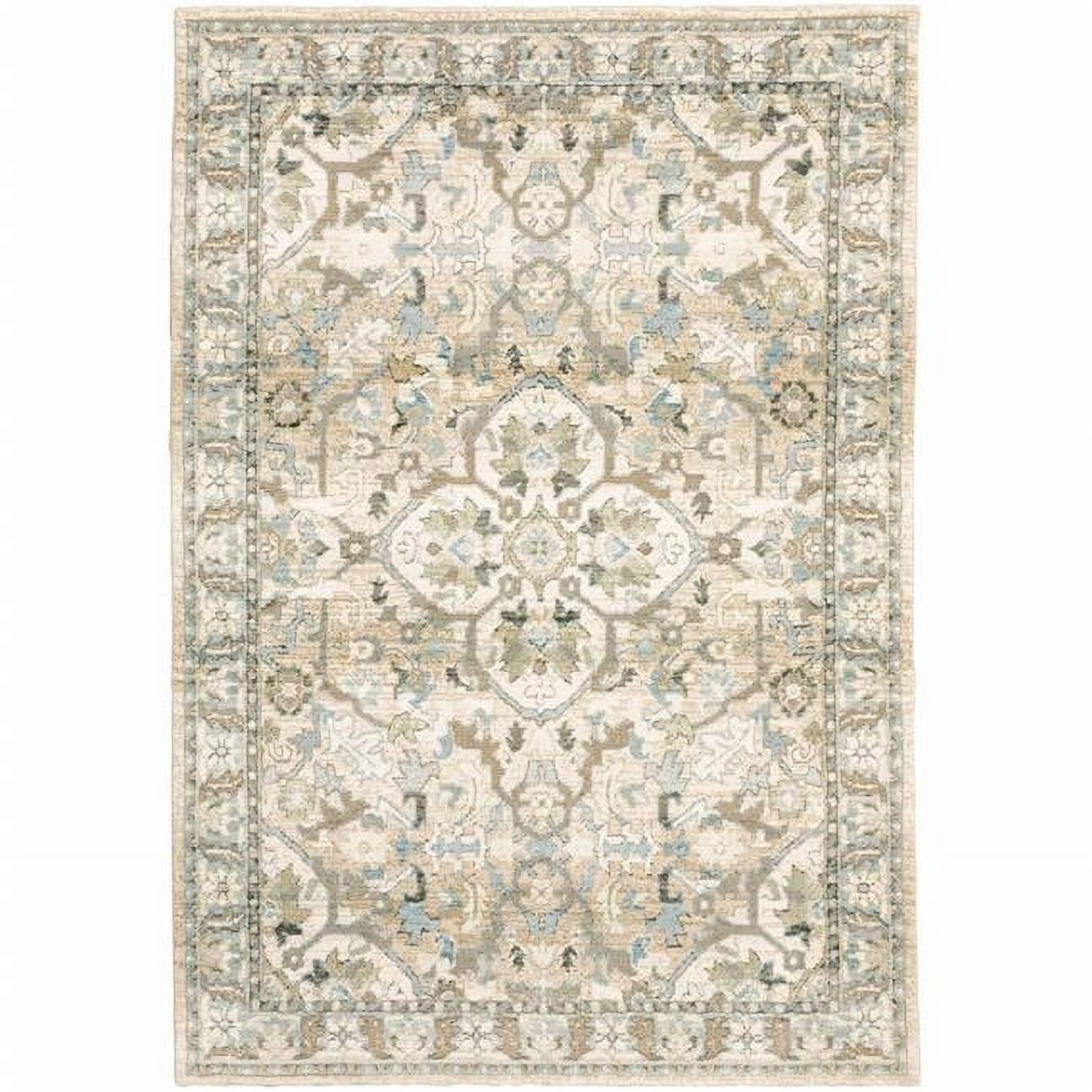 Ivory Elegance Synthetic Rectangular Area Rug 6'7" x 9'6"