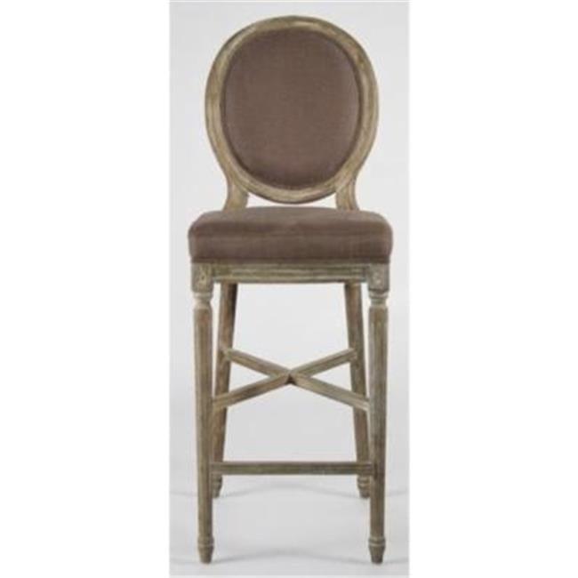 Zentique FC011-35 Bar E272 A048 Medallion Bar Stool, Grey Linen