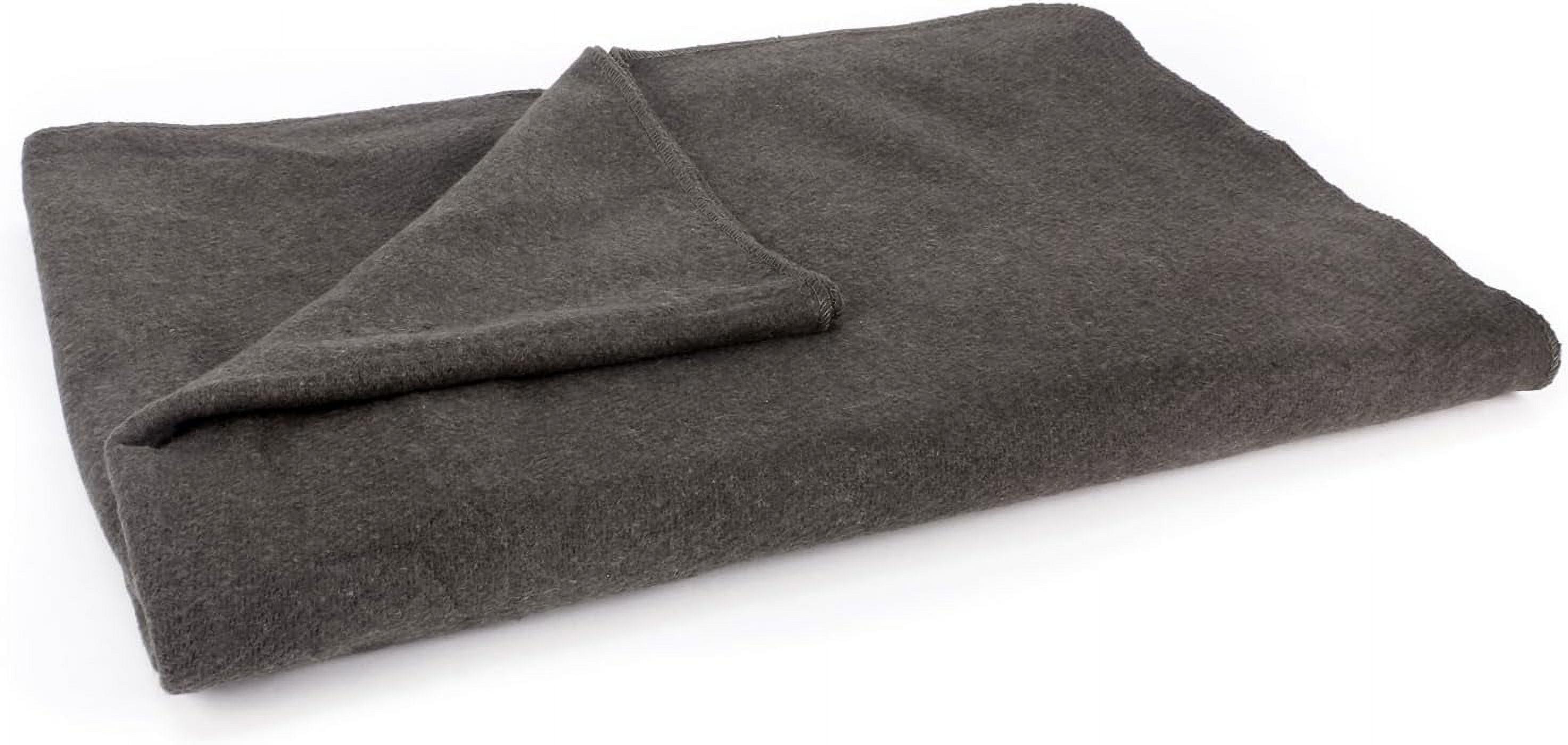 Gray Fire Retardant Wool Military Style Blanket 62" x 80"