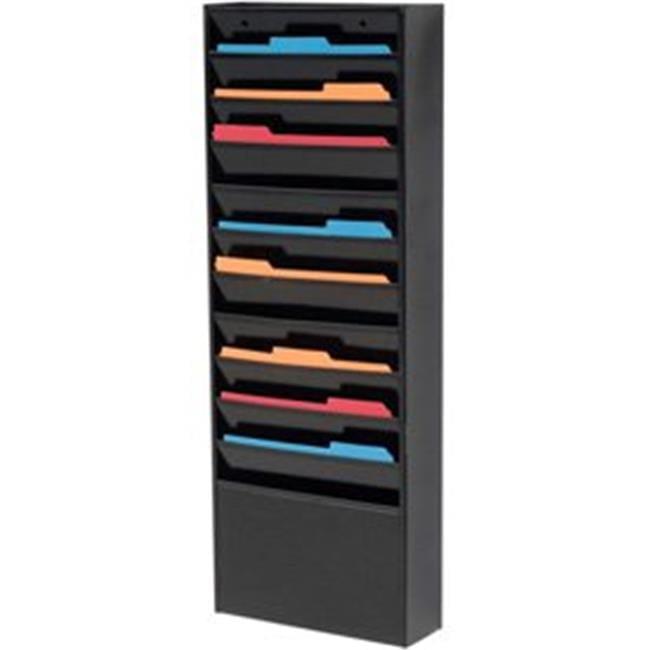 Medical Chart Hanging Wall File Holder, 11 Pockets, Black