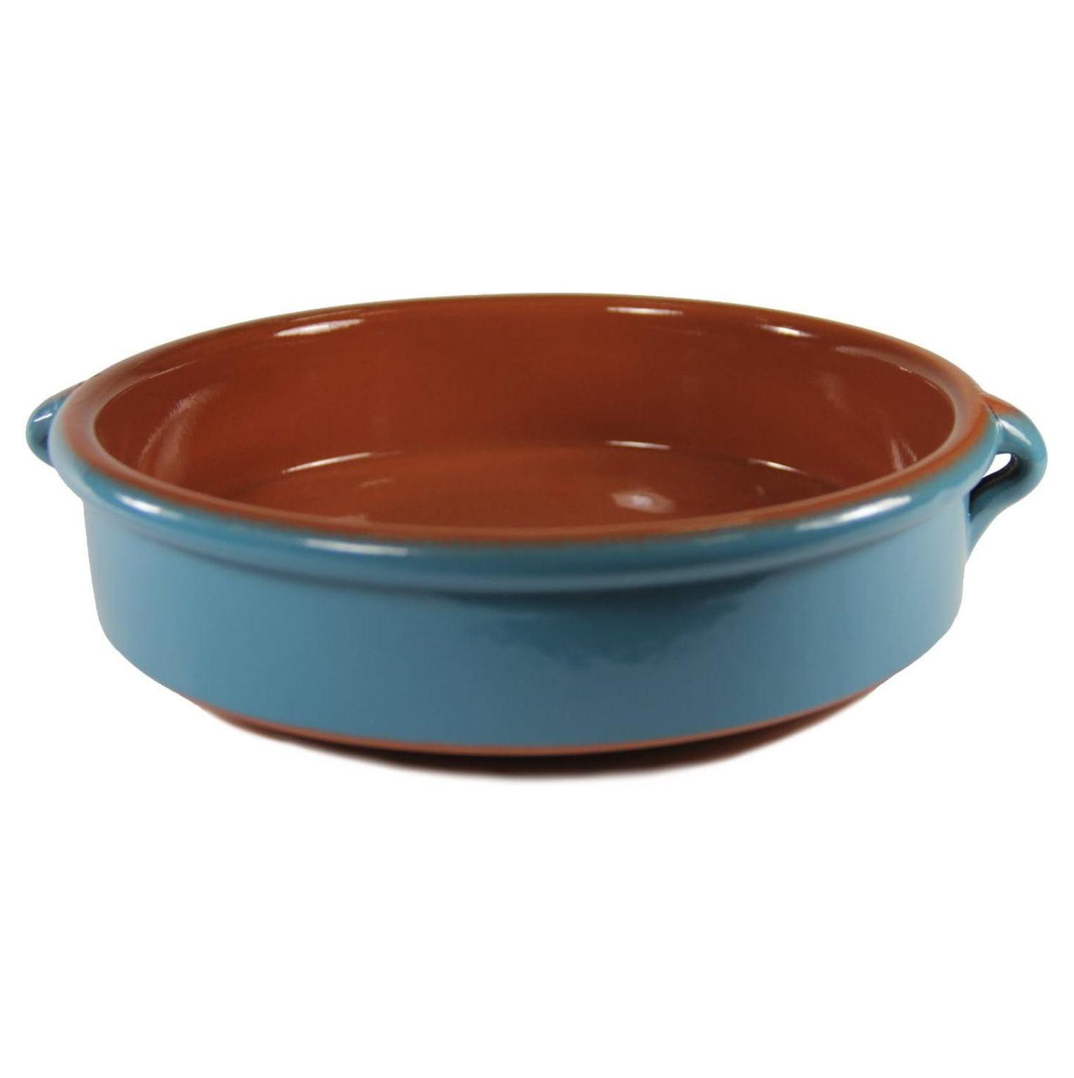 Mediterranean Blue Terra Cotta Cazuela, Round - 9.5 Inch