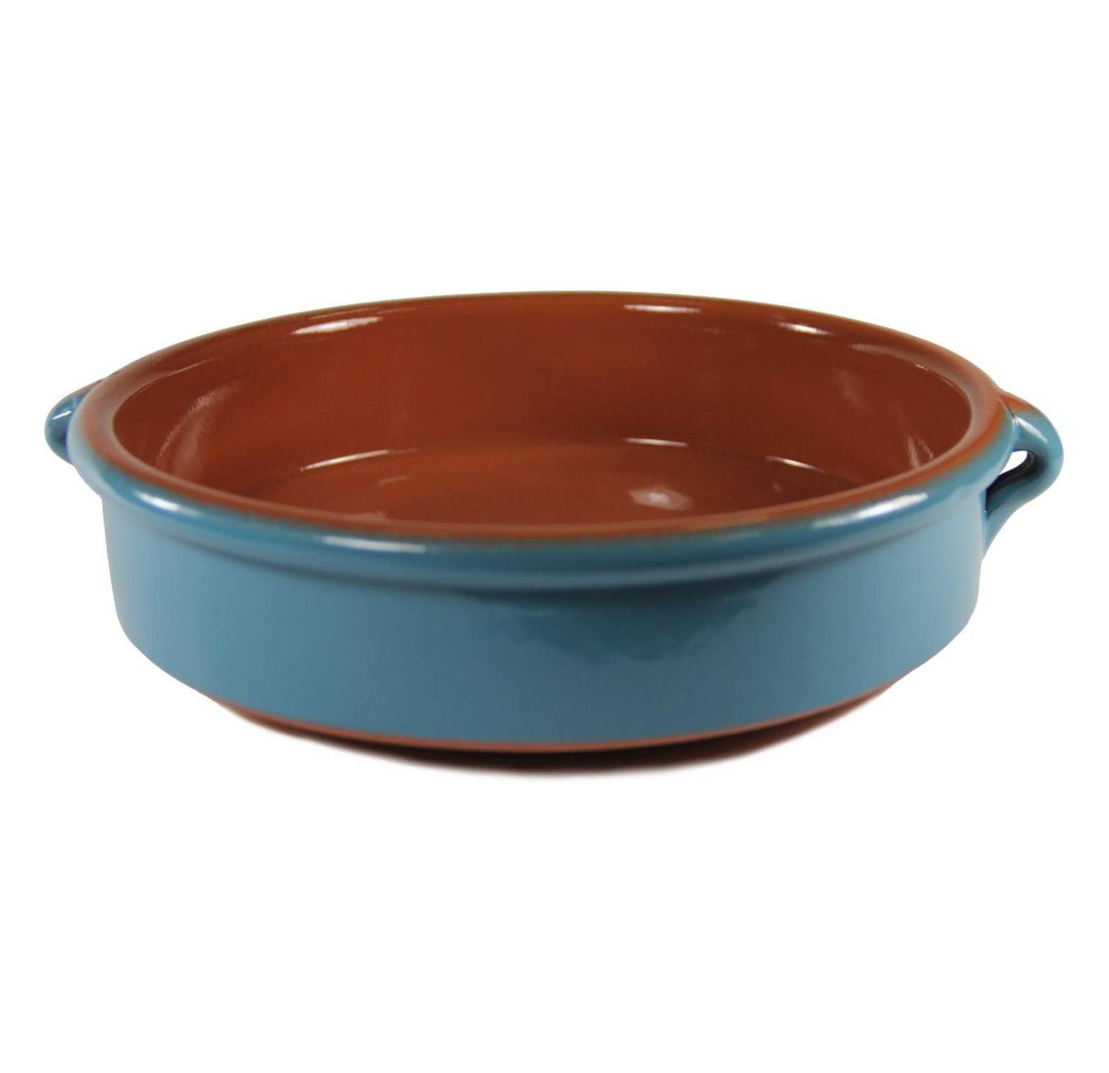 Mediterranean Blue Terra Cotta Cazuela, Round - 9.5 Inch