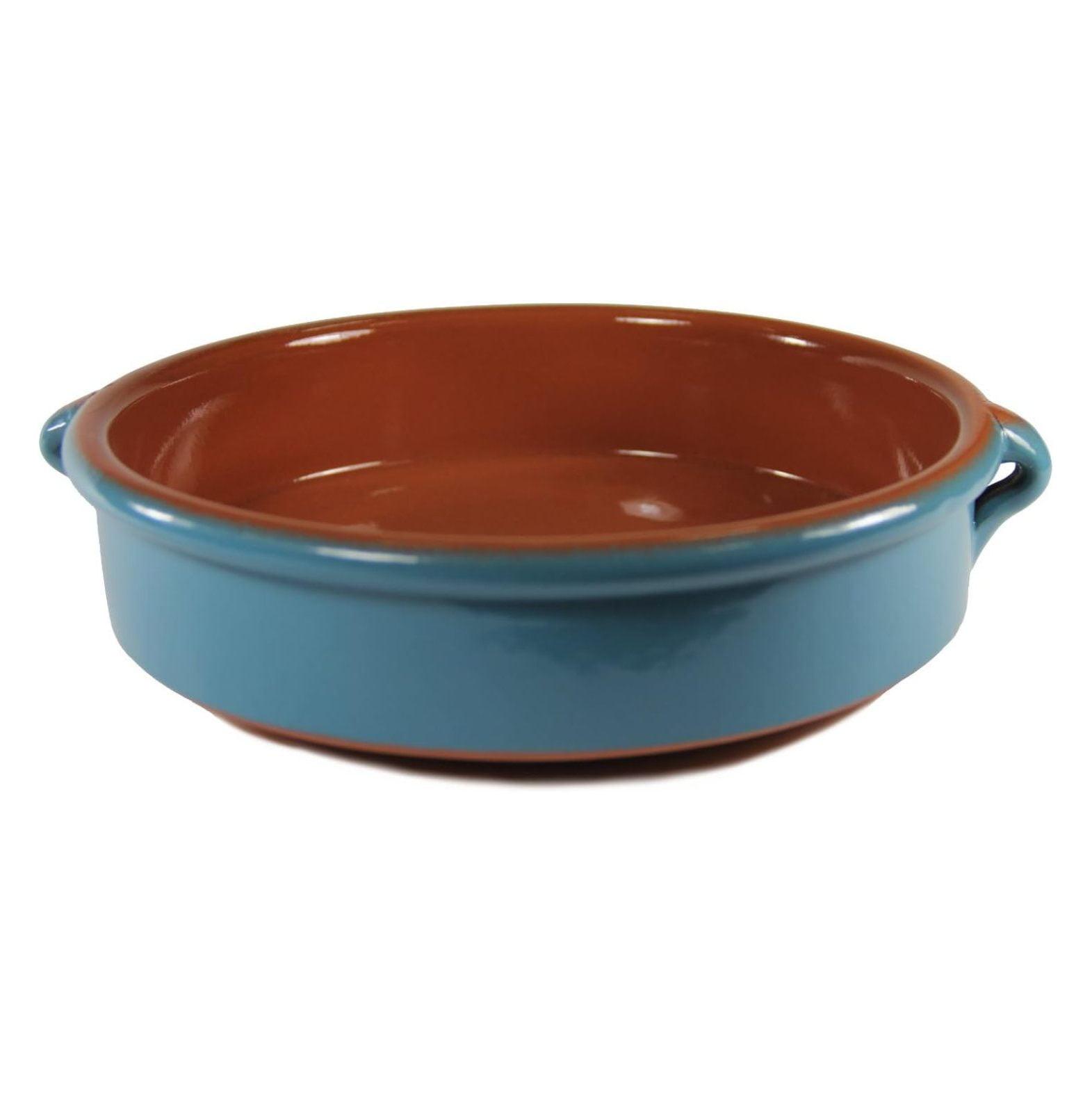 Mediterranean Blue Terra Cotta Round Cazuela - 9.5 Inch