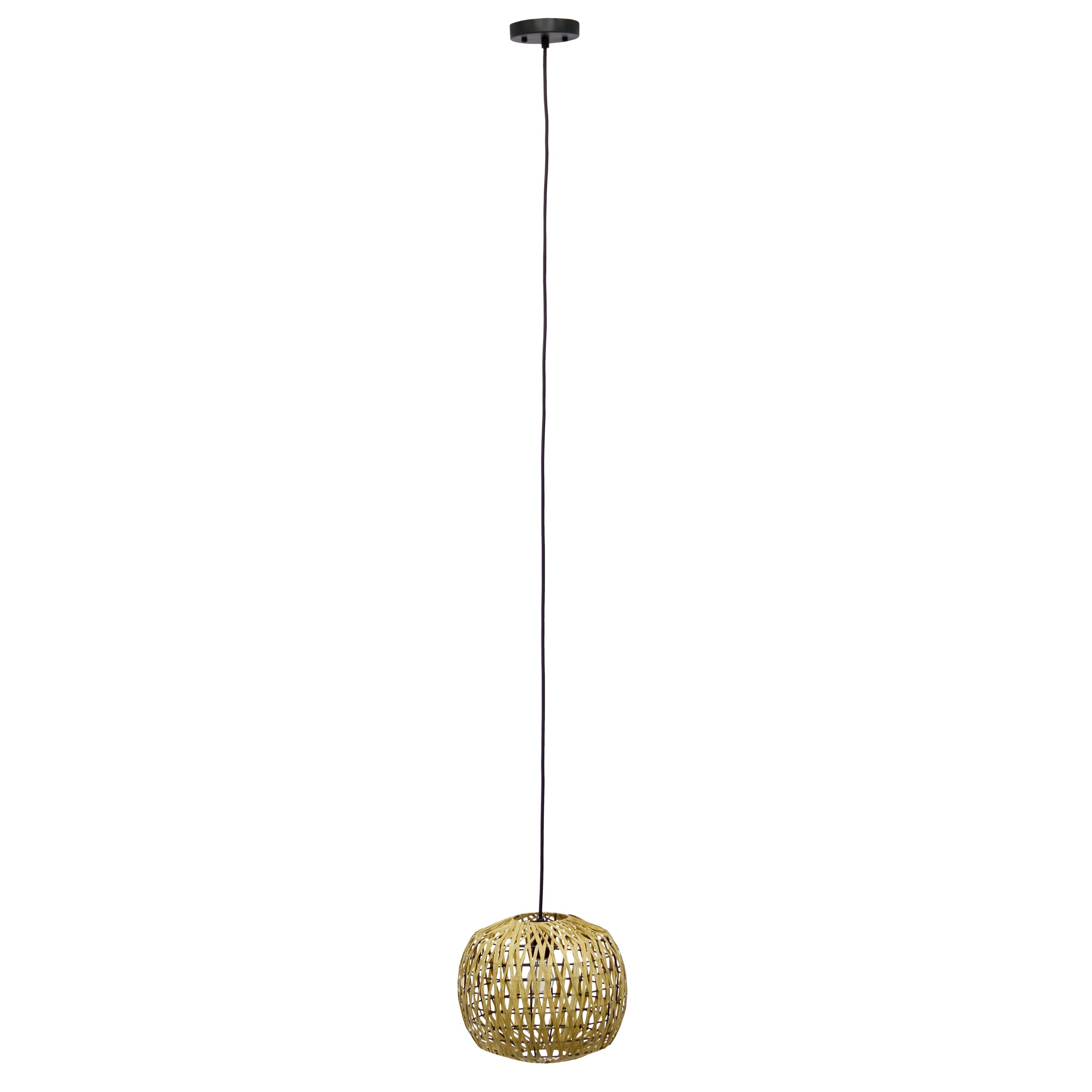 Bohemian Natural Woven Paper Rope 11.38" Ceiling Pendant