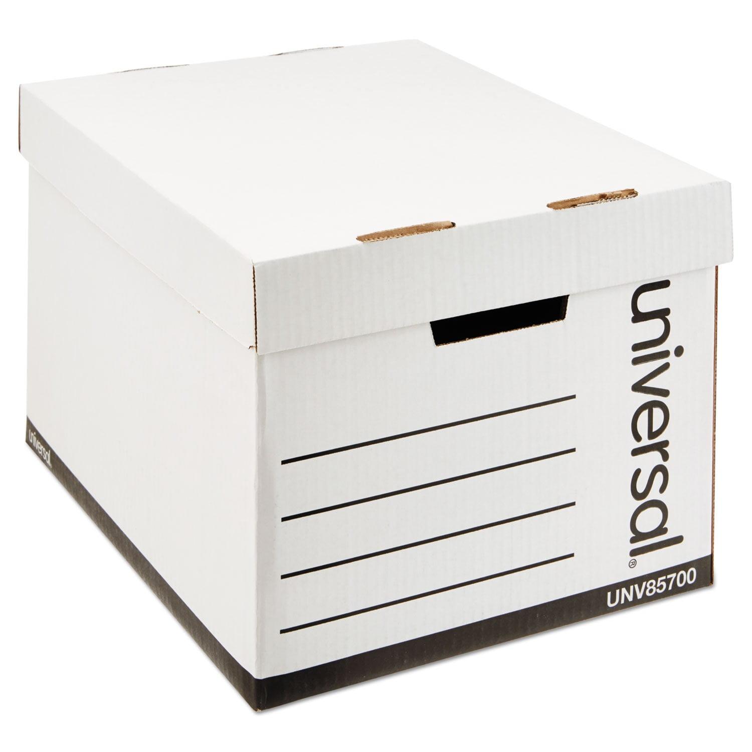 White Medium-Duty Paper Storage Box with Lift-Off Lid, 12-Pack