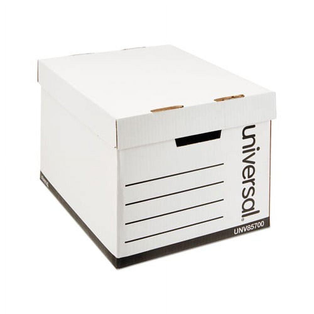 White Medium-Duty Paper Storage Box with Lift-Off Lid, 12-Pack