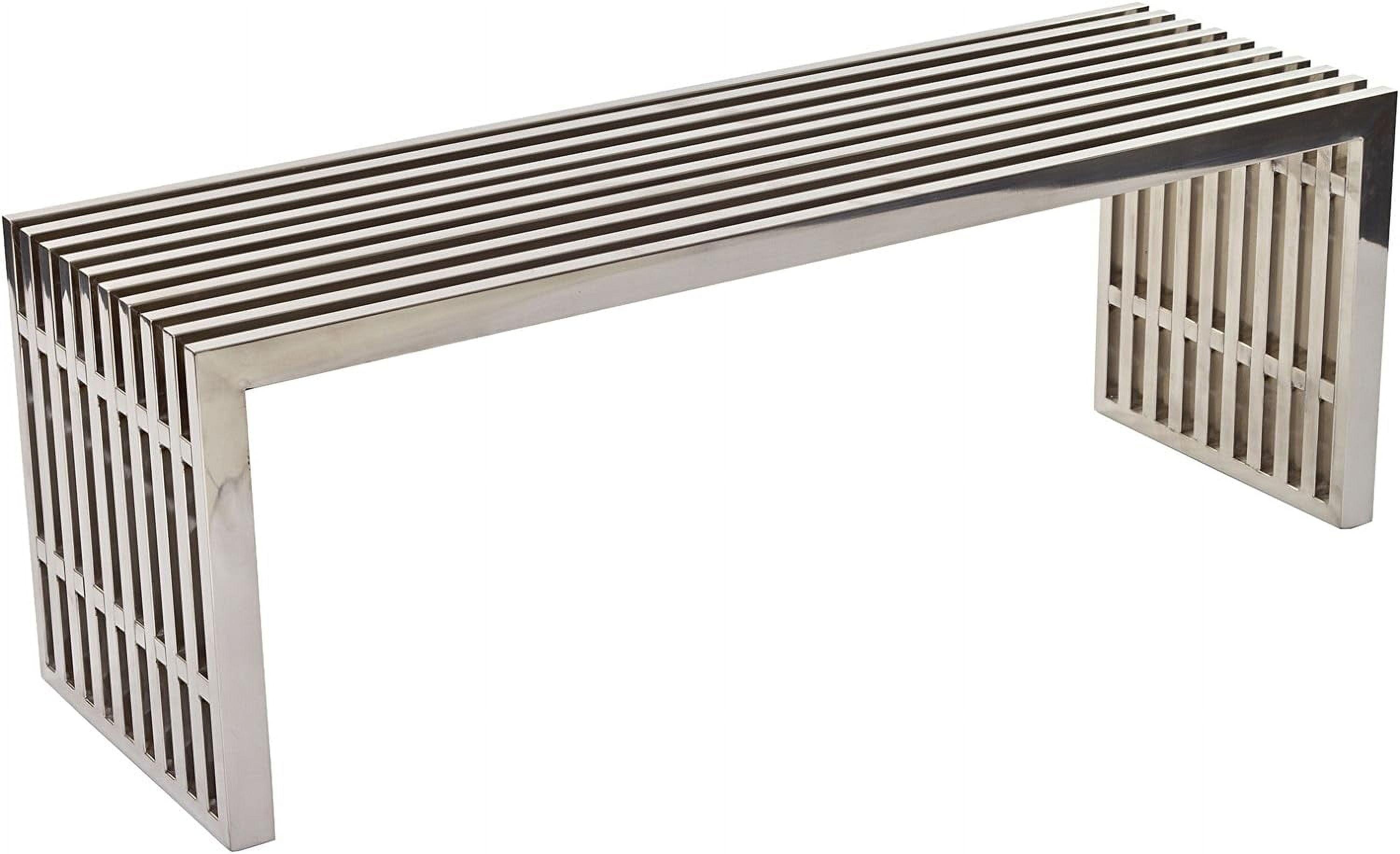 Gridiron Medium Stainless Steel Bench Silver - Modway: No Assembly, 495lb Capacity, 46.5" Width