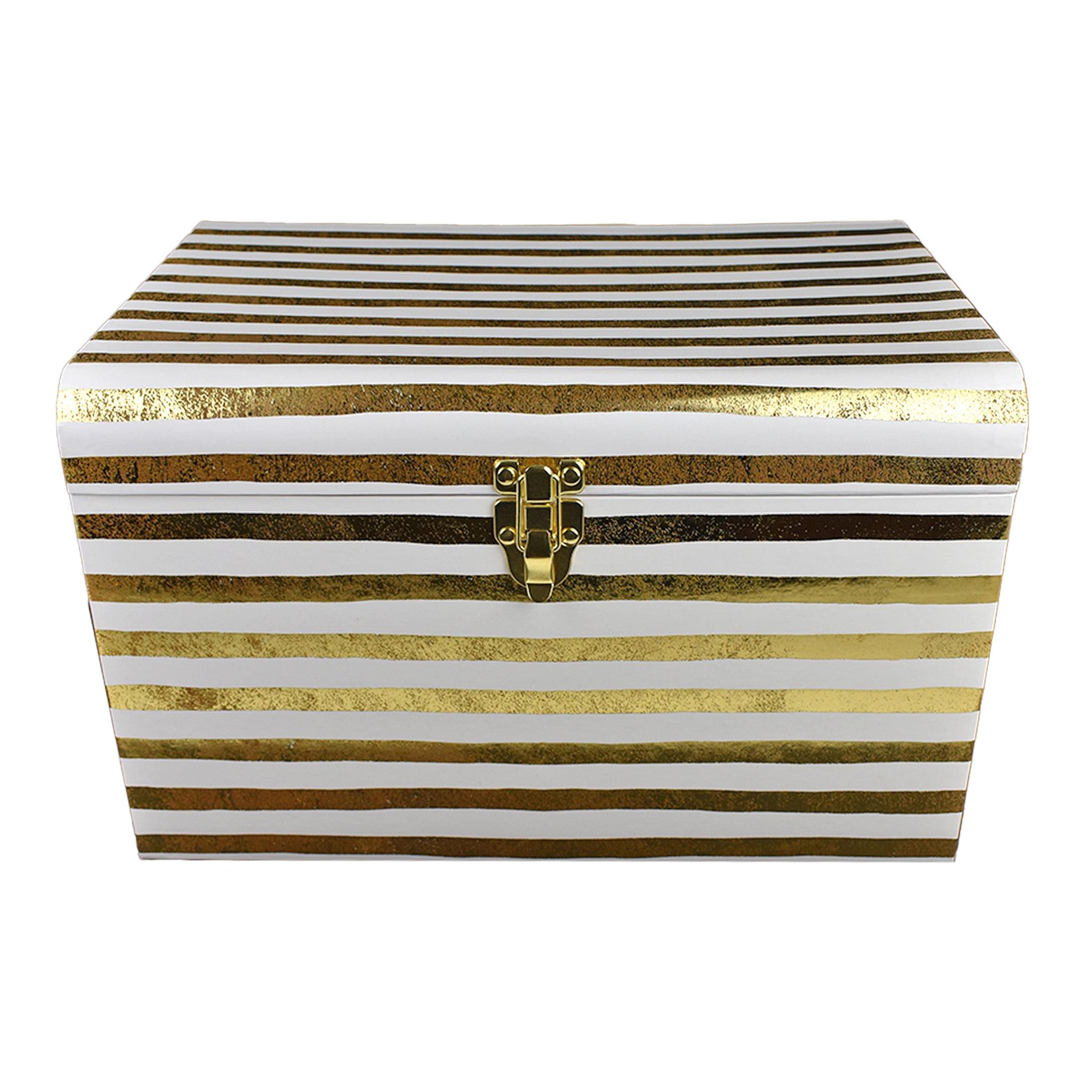 Medium White & Gold Stripes Decorative Trunk by Ashland® - Spring Home Decor