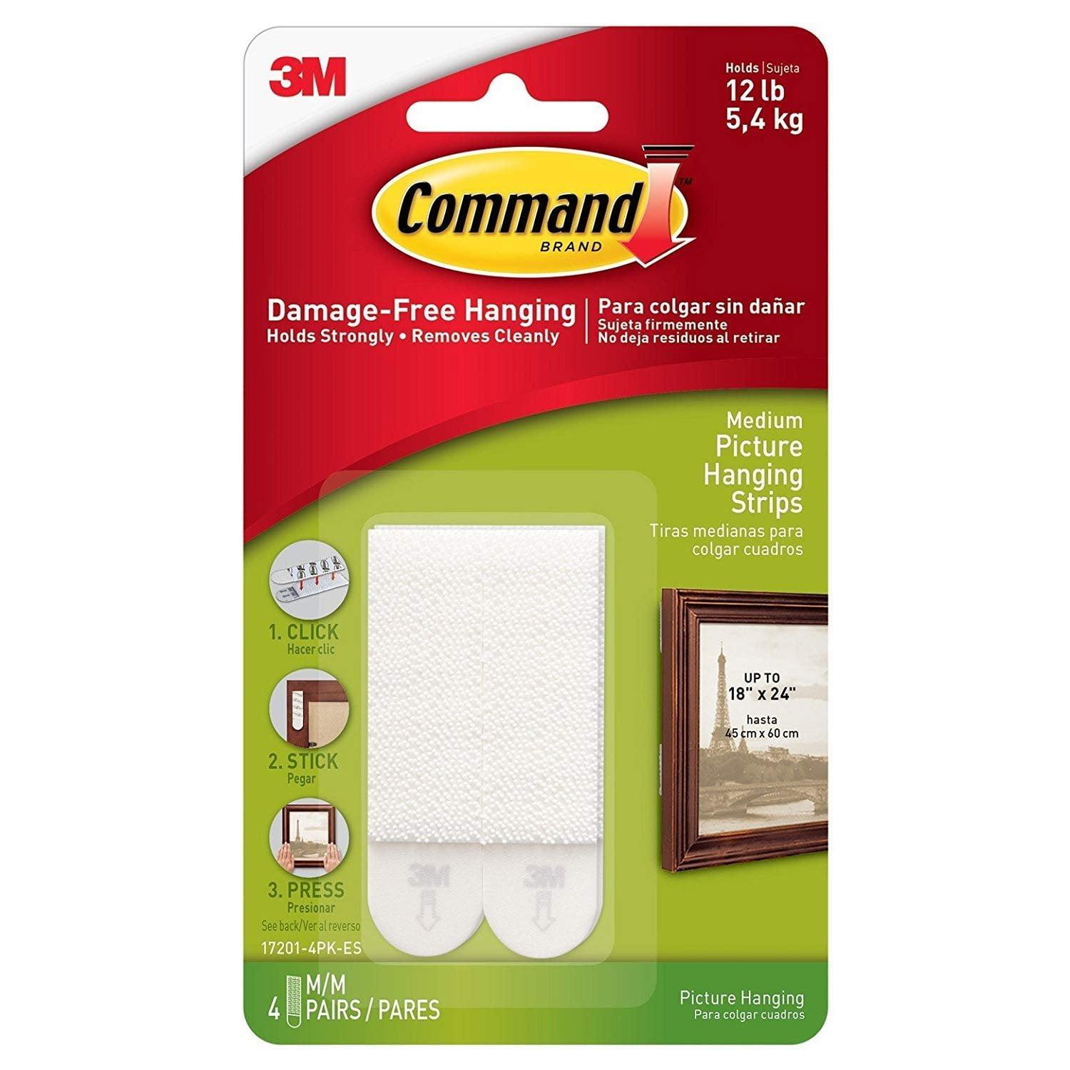 Command Medium Picture Hanging Strips White: Adhesive Wall Mounting for Art & Stationery