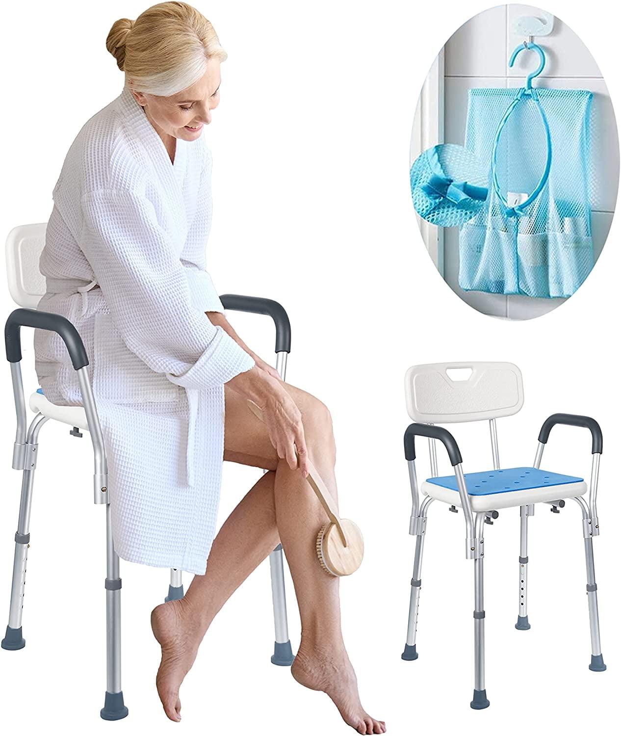 Adjustable Medical Grade Shower Chair with Back and Armrests