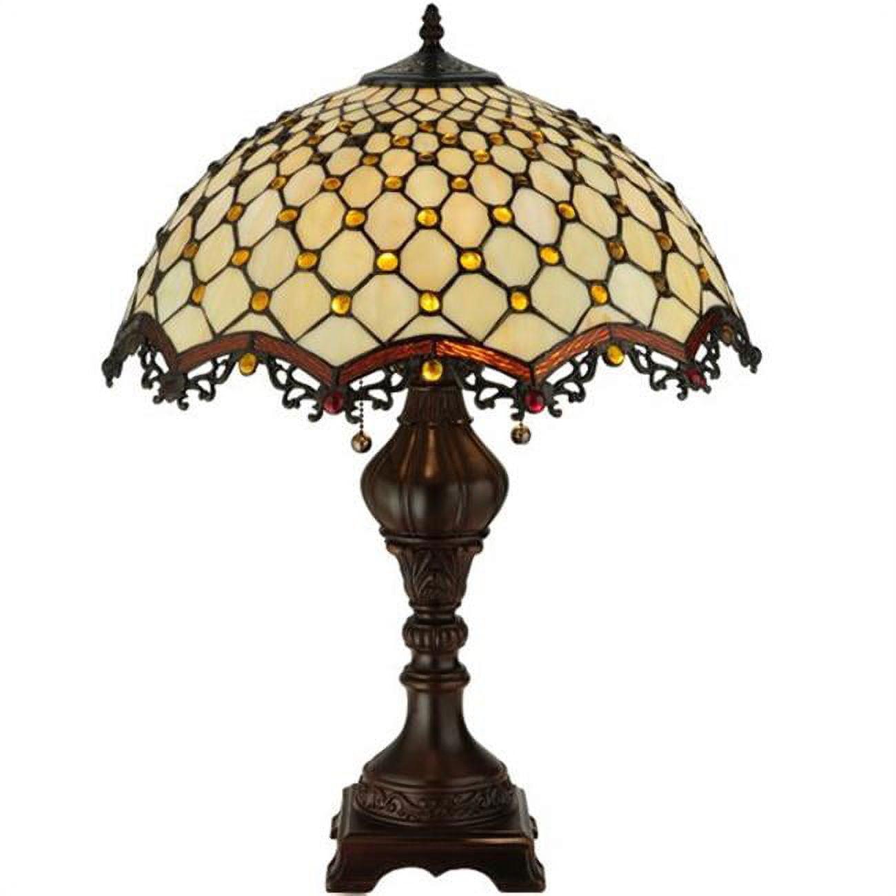 24" Mahogany Bronze Stained Glass Arc Table Lamp