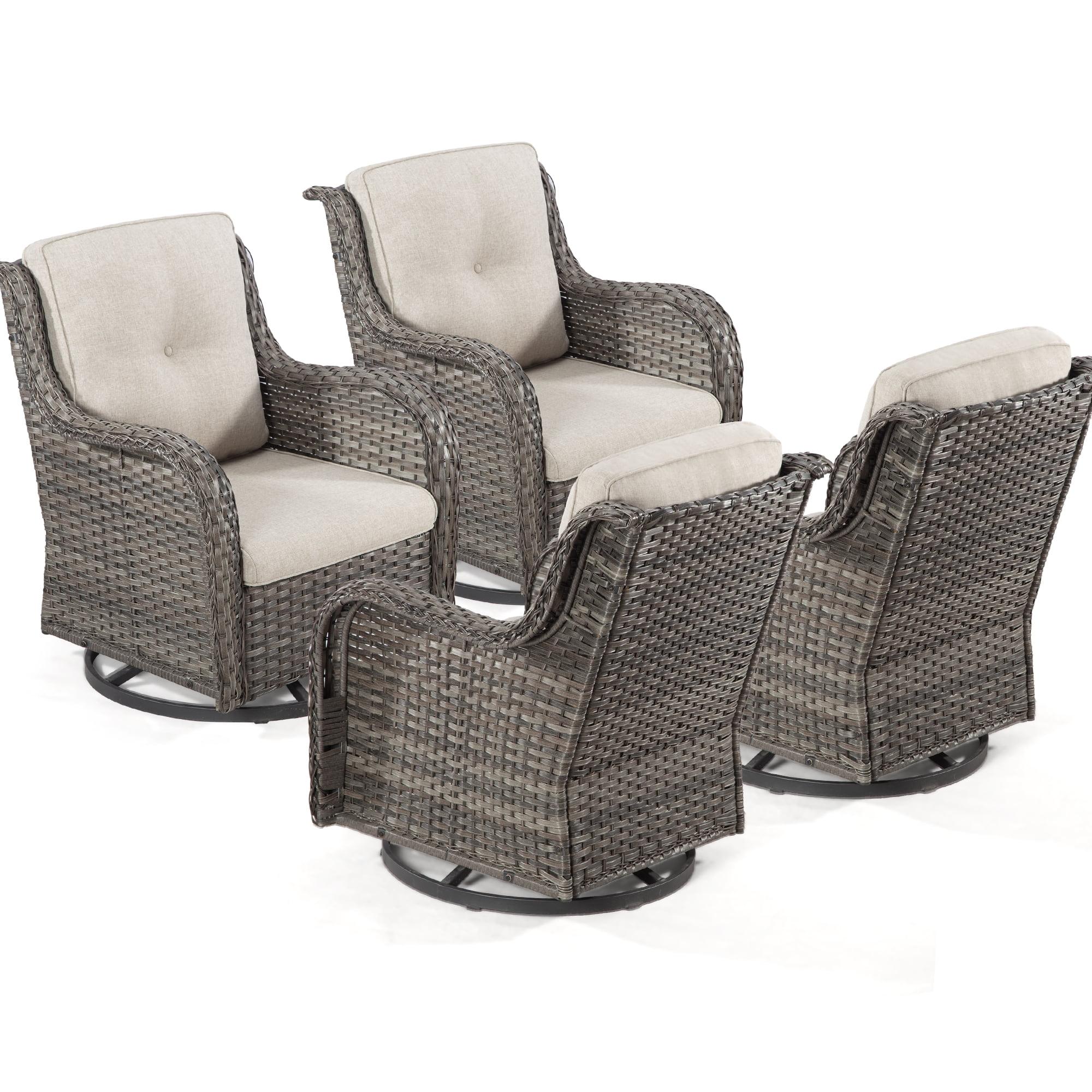 Ivandell Swivel Patio Chair with Cushions (Set of 4)