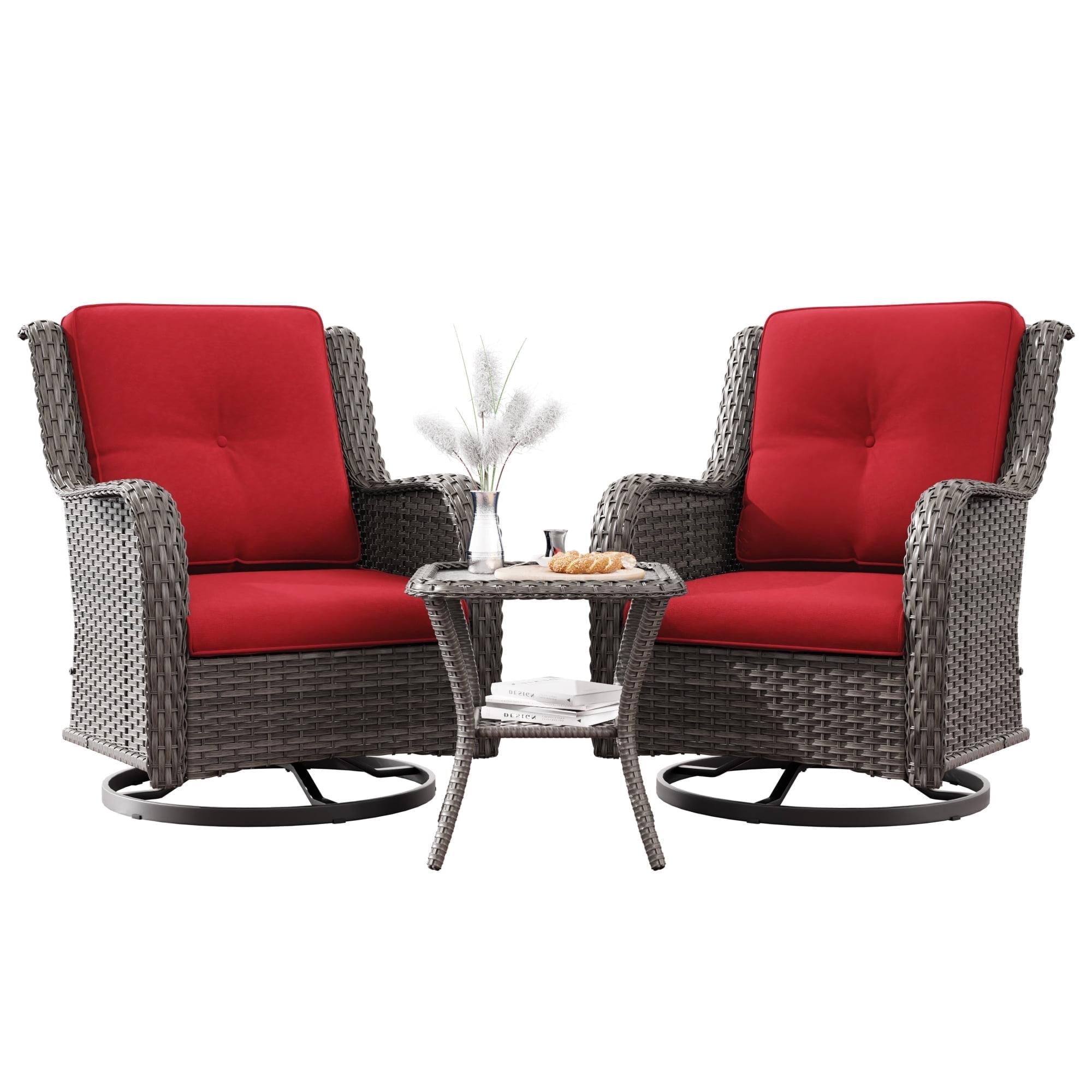 COZYWOR Swivel Wicker Patio Chair with Cushions (Set of 2)