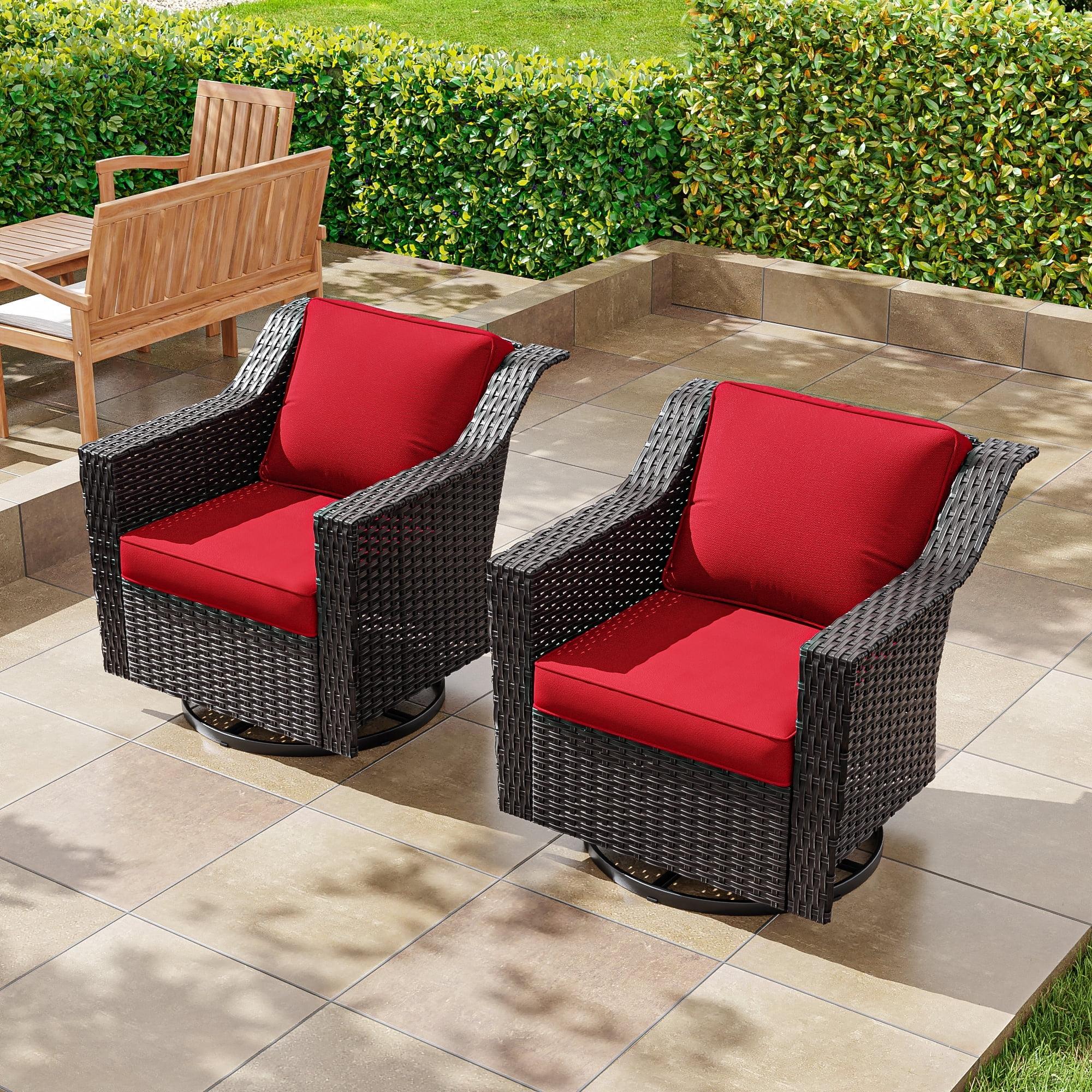 COZYWOR Swivel Wicker Patio Chair with Cushions (Set of 2)