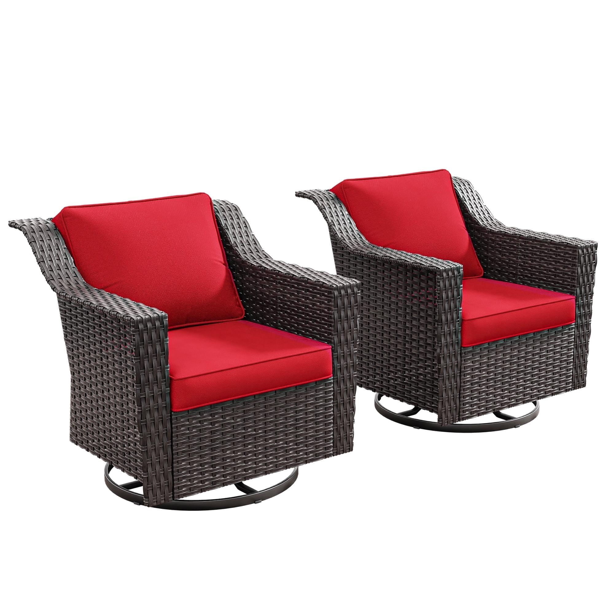 COZYWOR Swivel Wicker Patio Chair with Cushions (Set of 2)
