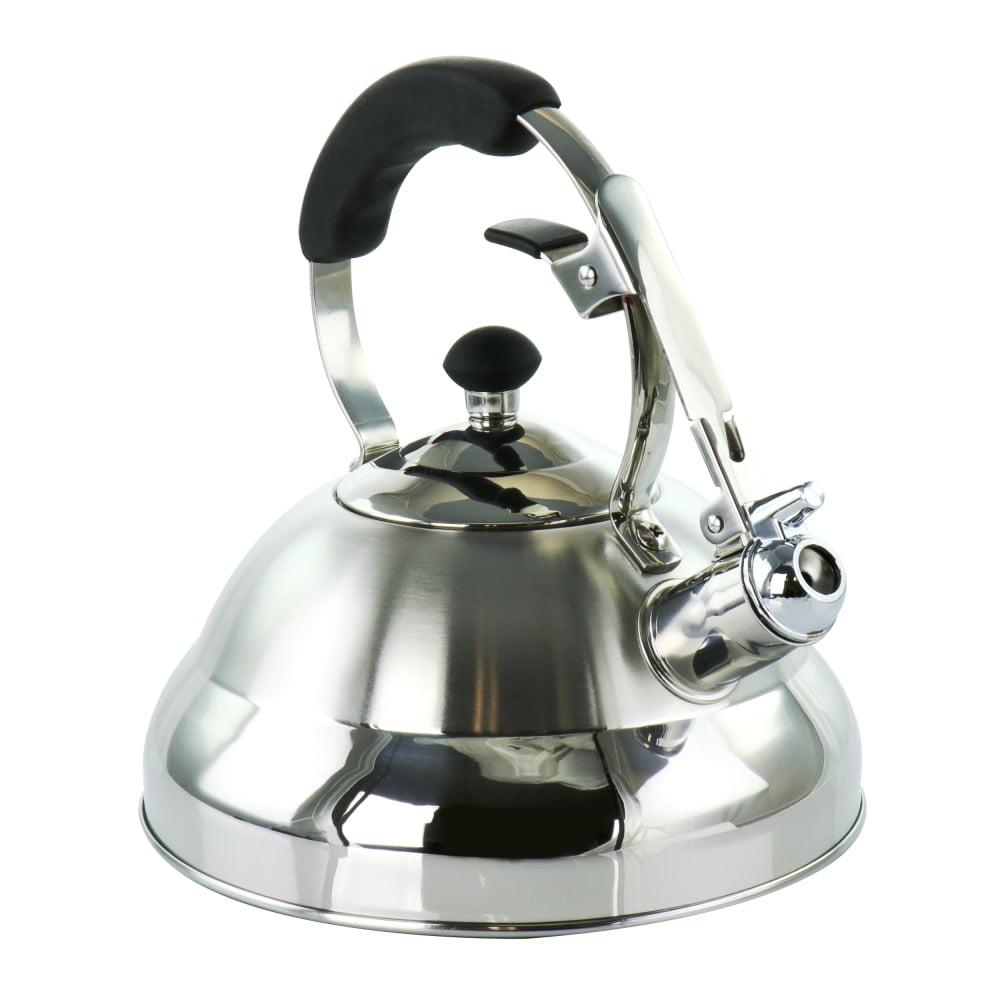 MegaChef 2.7L Brushed Silver Stainless Steel Whistling Kettle