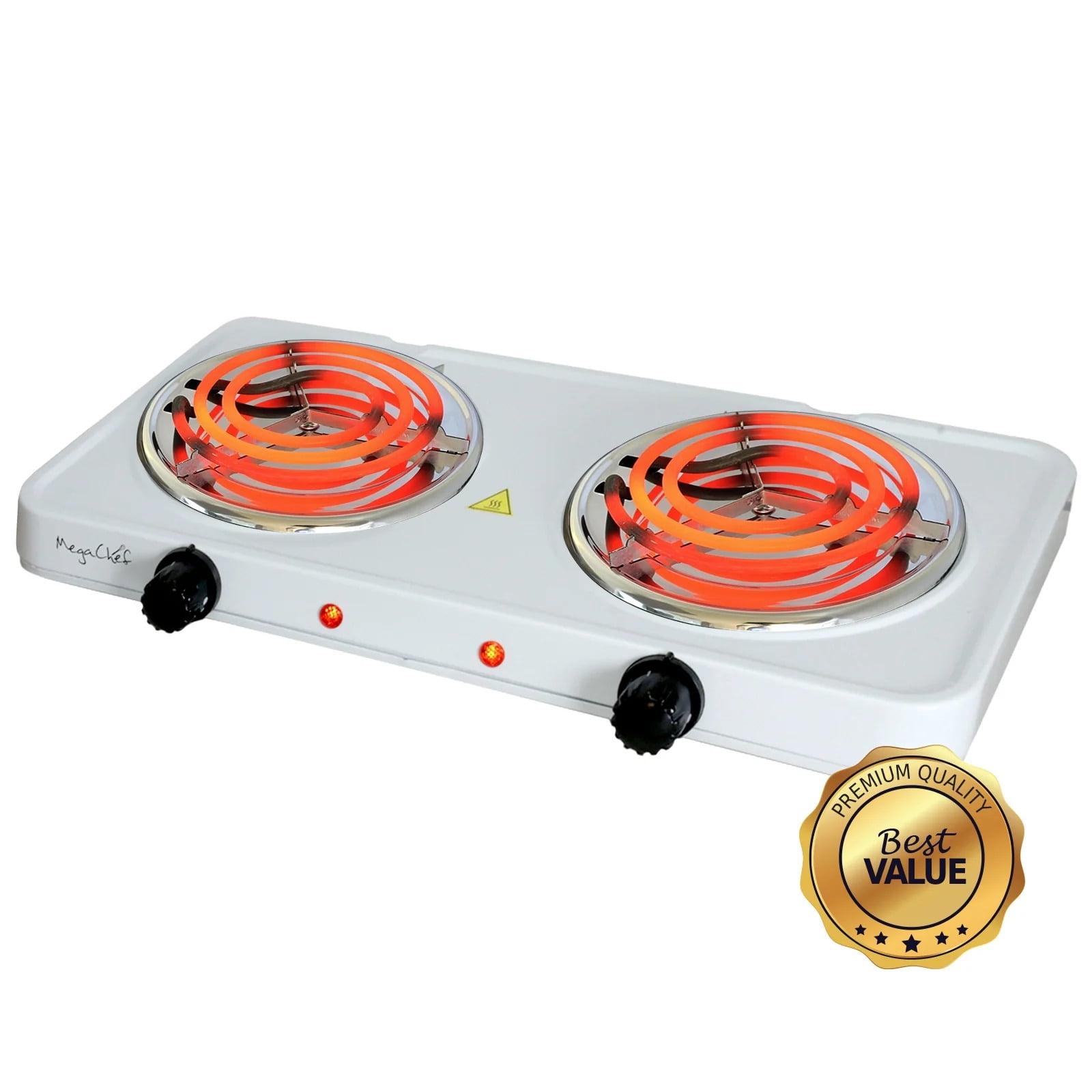 Portable Dual Coil Electric Burner Cooktop in White