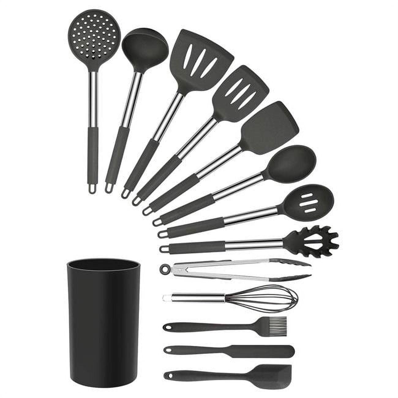 MegaChef 14 Piece Gray Silicone and Stainless Steel Cooking Utensils