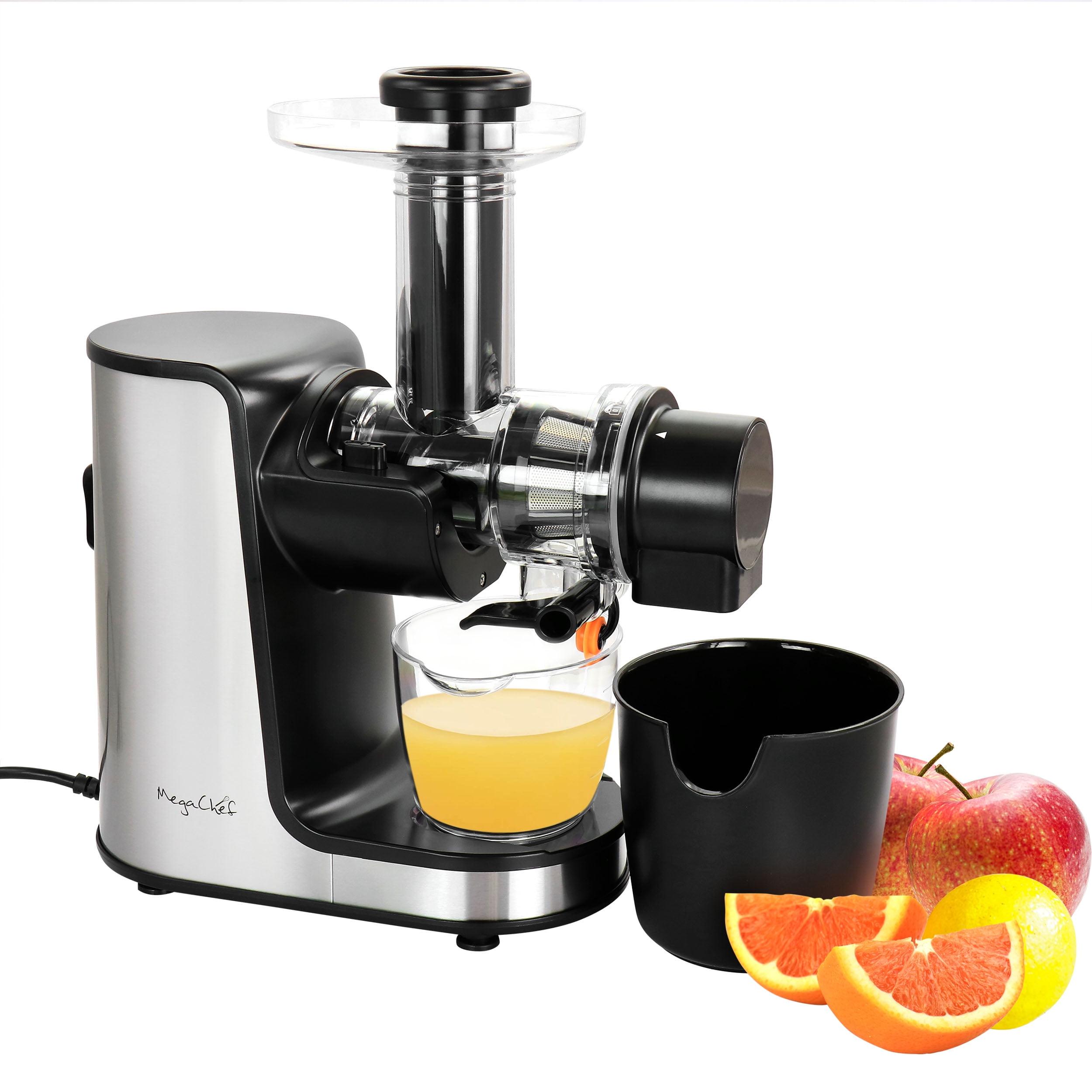 MegaChef 150 Watt 2 Speed Stainless Steel Electric Slow Masticating & Cold Press Juicer