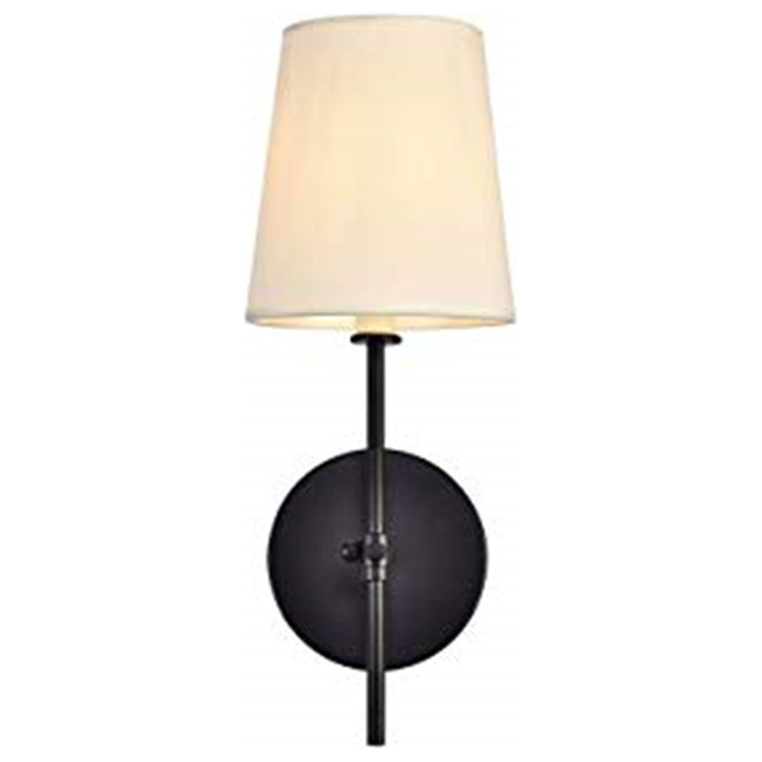 Mel Black Metal Dimmable Wall Sconce with Fabric Shade