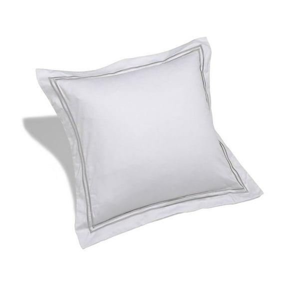 Melange Home 600 Thread Count Cotton 2 Stripe Embroidered Sham Cover Set Grey