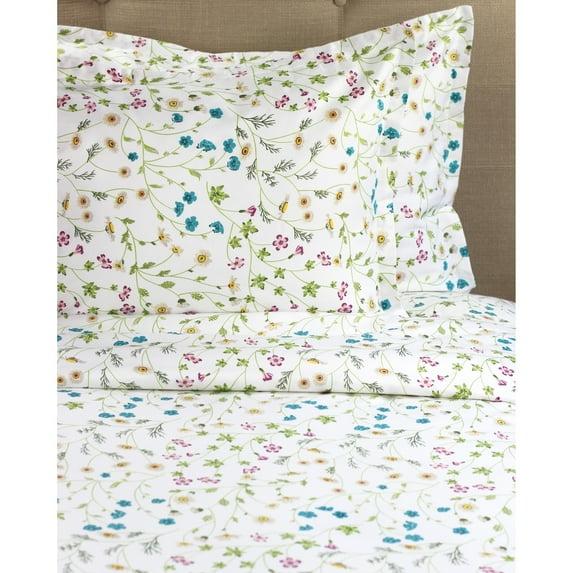 Melange Home Printed Design Cotton Collection 400 Thread Count Wildflower Duvet Set King 3 Piece