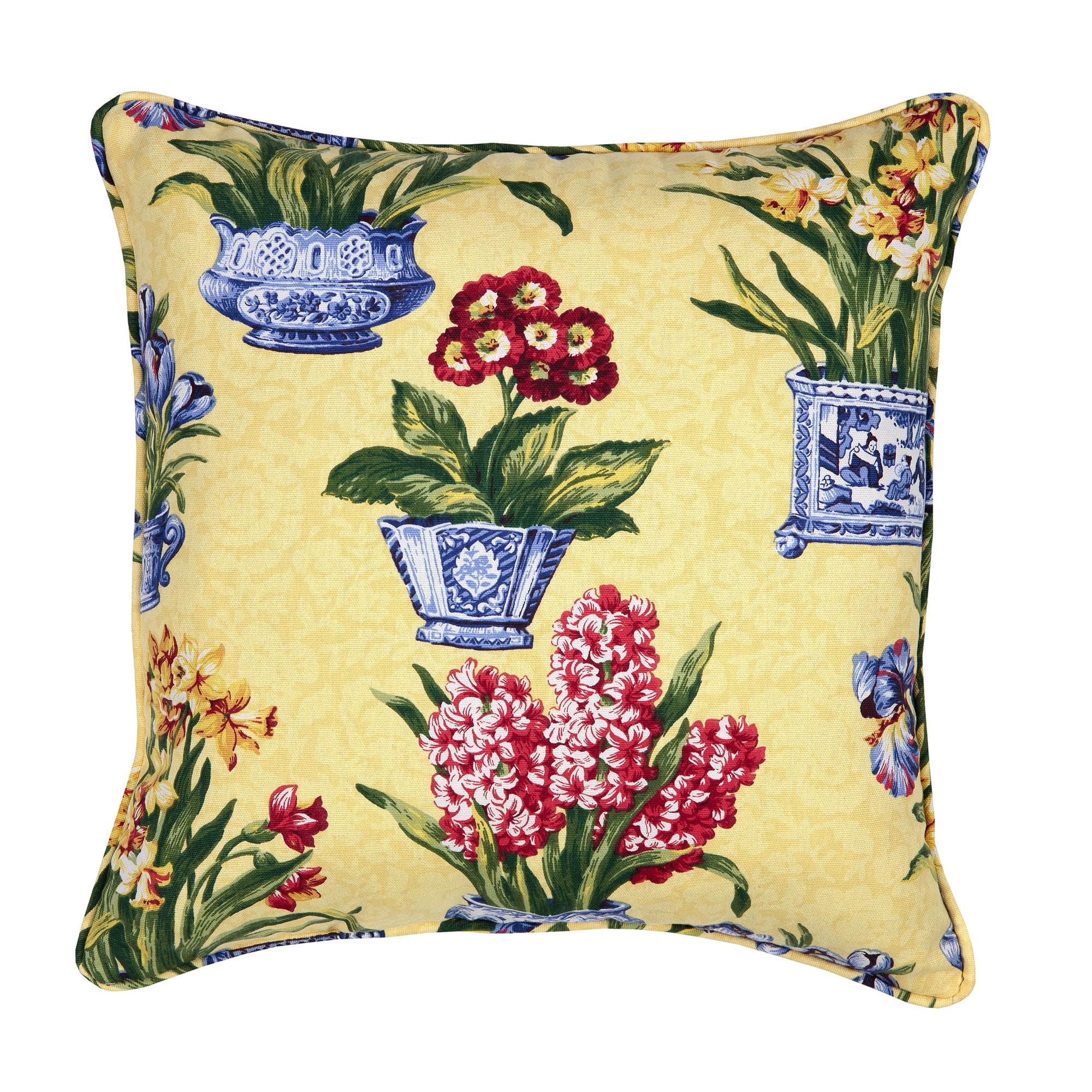 Melanie Floral Cotton Reversible Throw Pillow