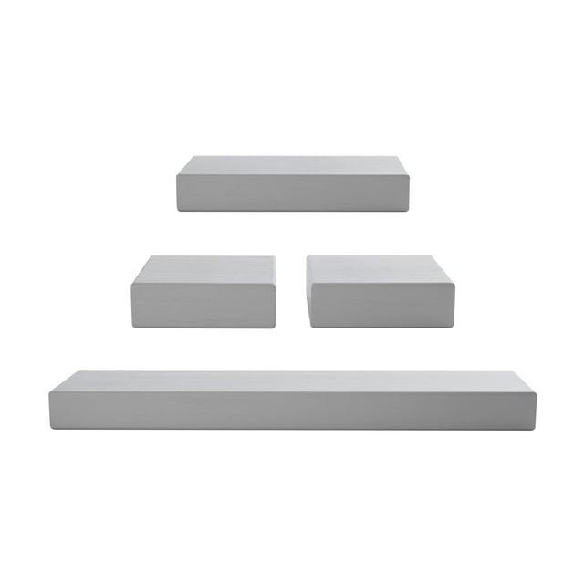 Melannco Set of 4 Distressed Light Gray Chunky Wood Shelves