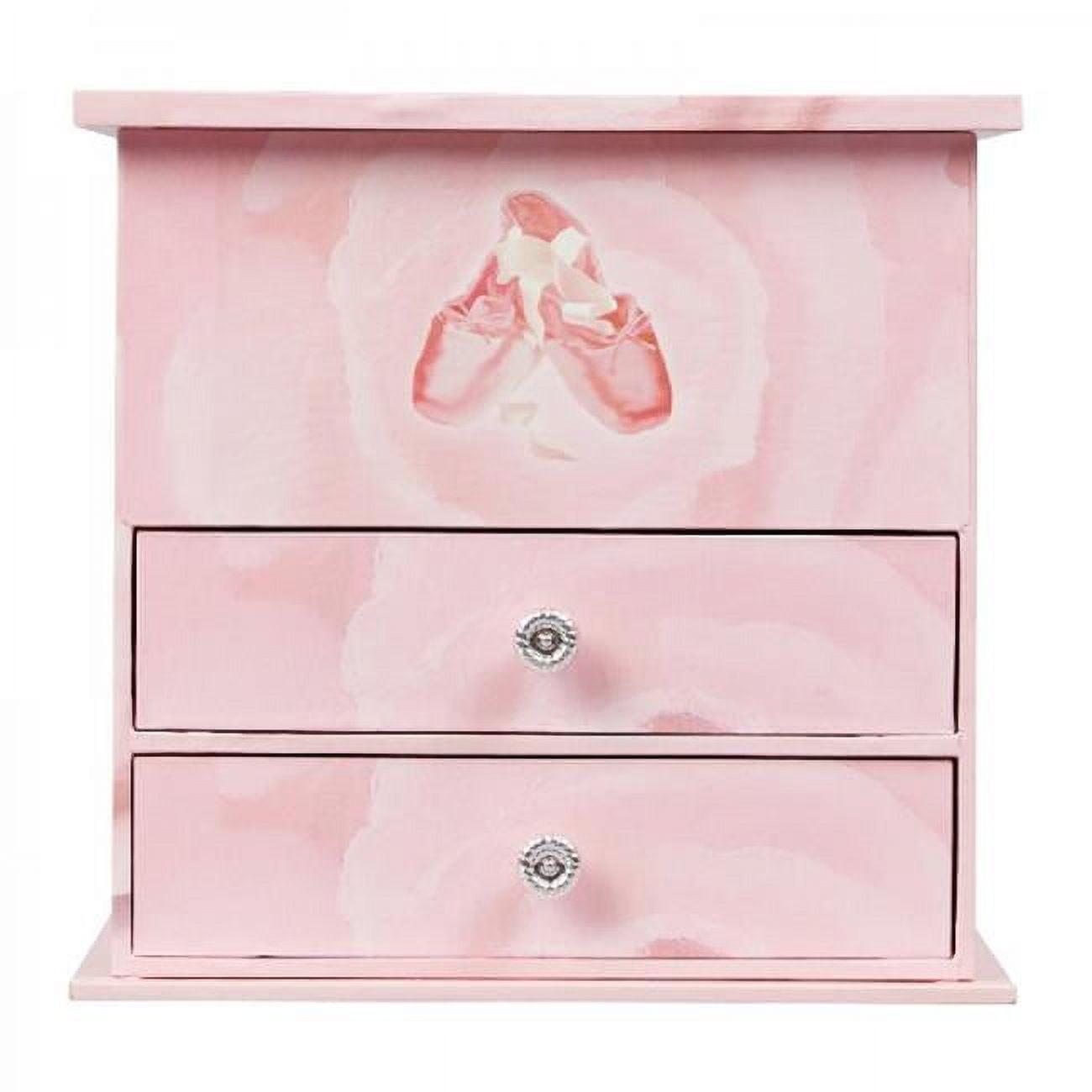 Pink Wooden Musical Ballerina Jewelry Box for Kids