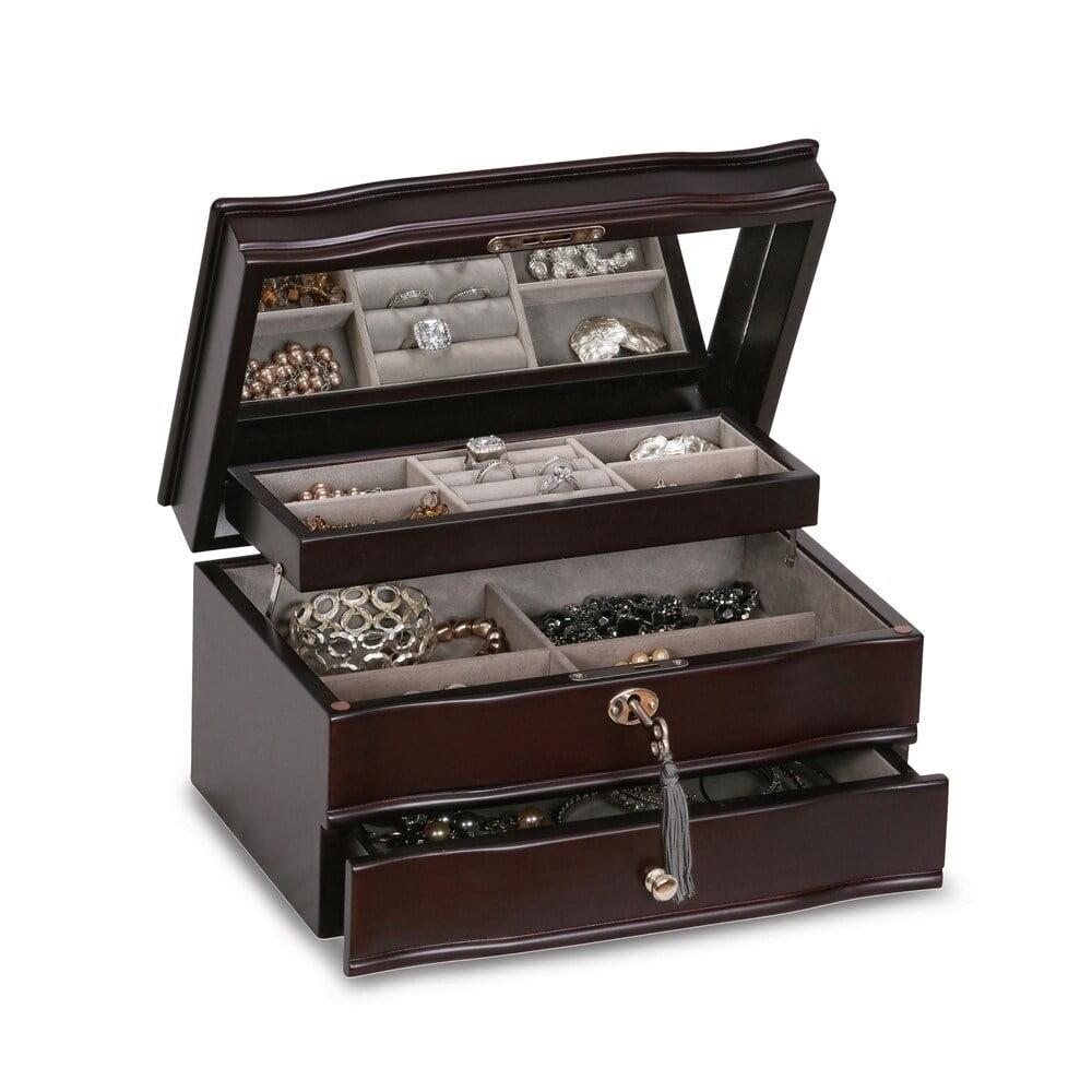 Mele & Co. Davina Women's Locking Wooden Jewelry Box - Mahogany