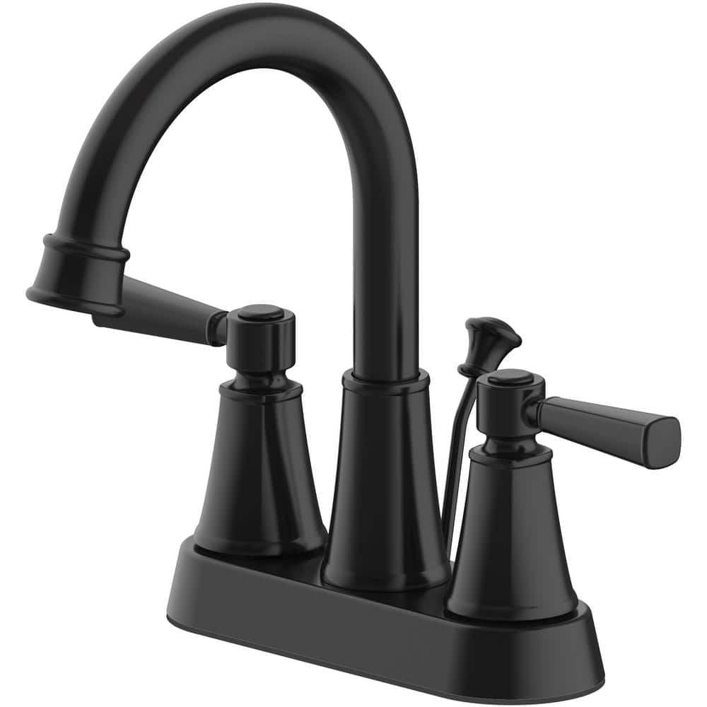 Matte Black Double Handle High-Arc Bathroom Faucet