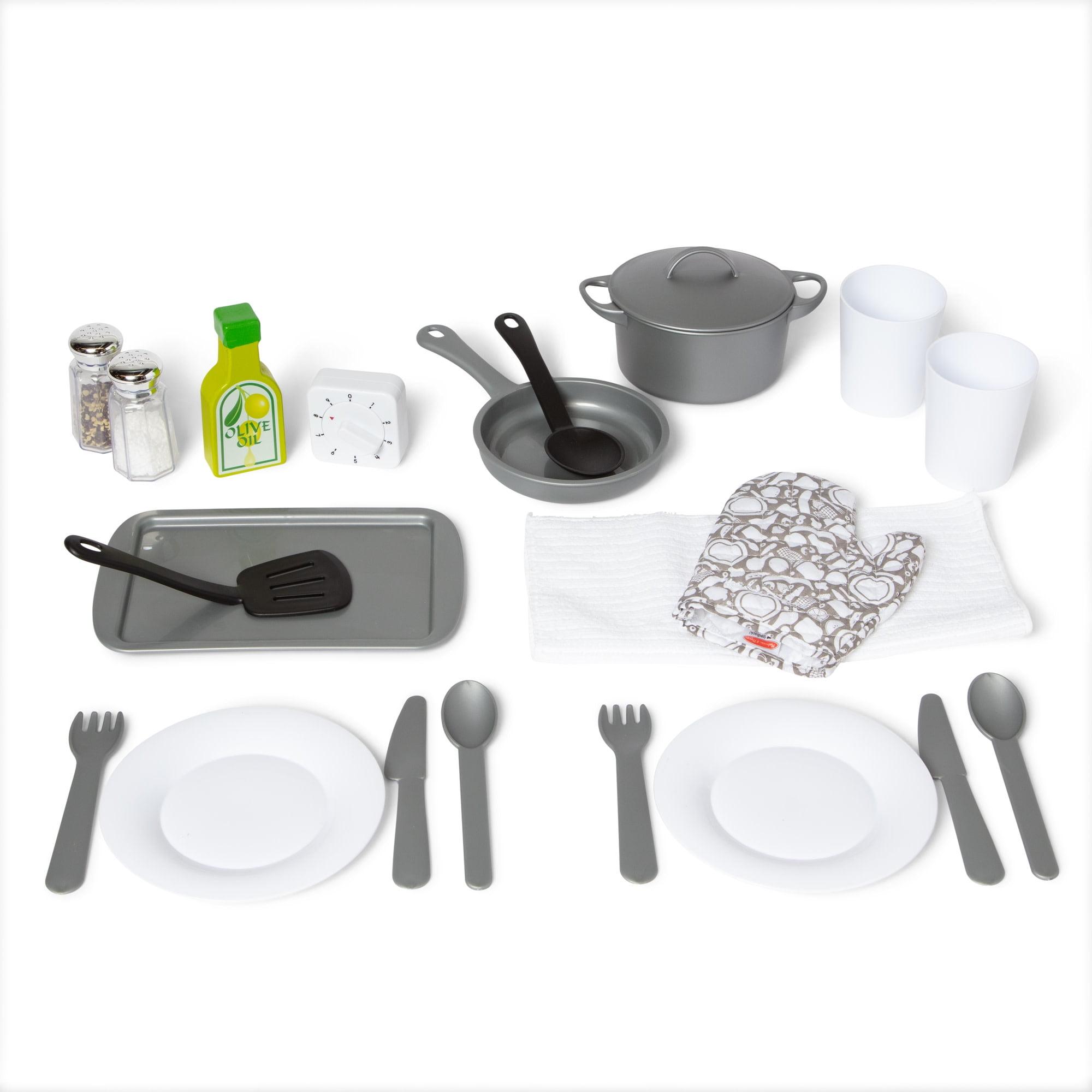 22-Piece Gray and White Play Kitchen Accessories Set