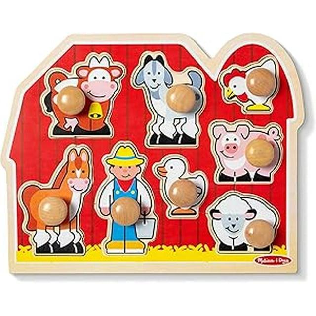 Melissa & Doug Farm Animals Jumbo Knob Wooden Puzzle (8pc)