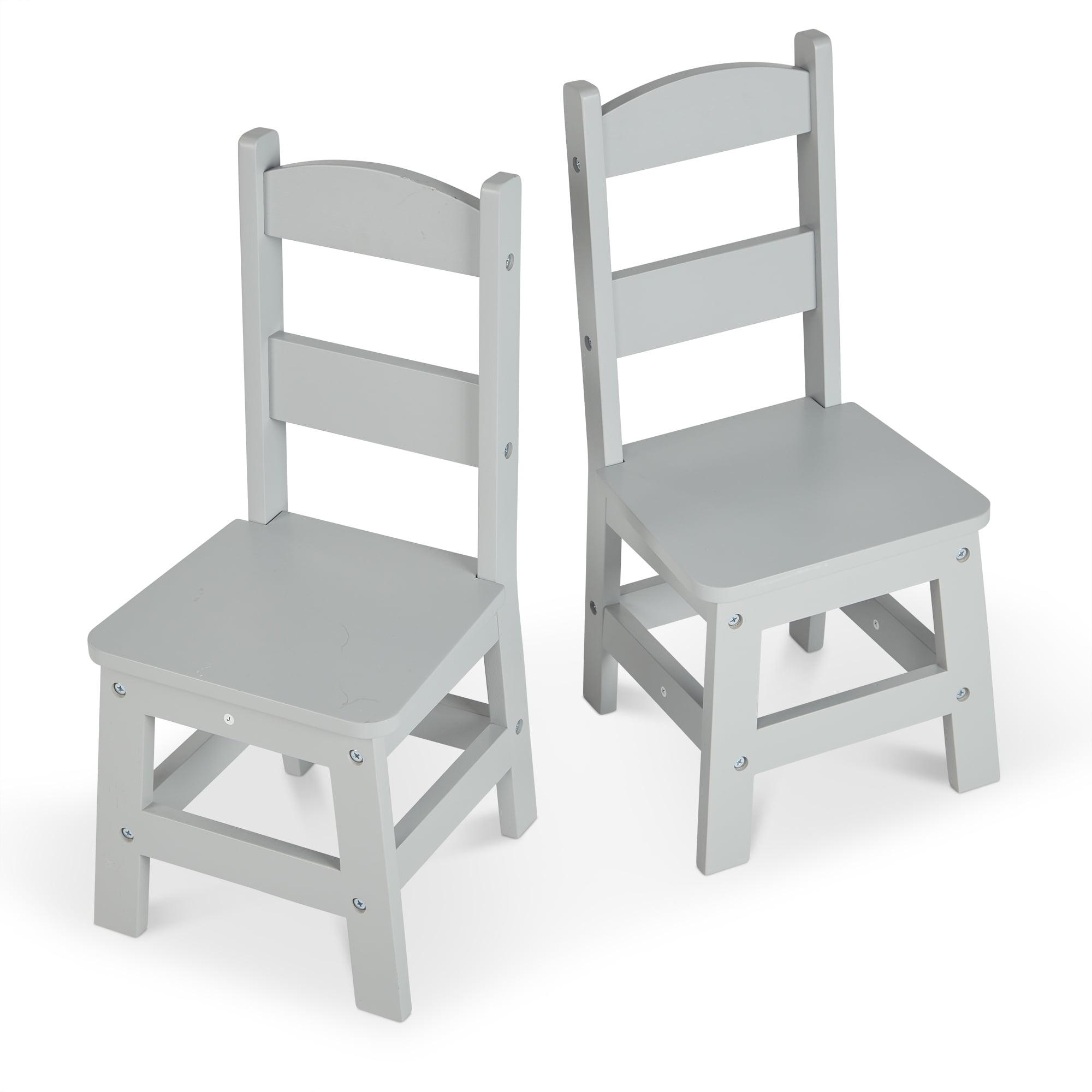 Modern Cool Gray Solid Wood Kids Chair Pair