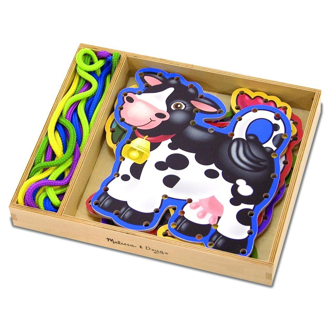 Melissa & Doug Lace and Trace Activity Set: 5 Wooden Panels and 5 Matching Laces - Farm