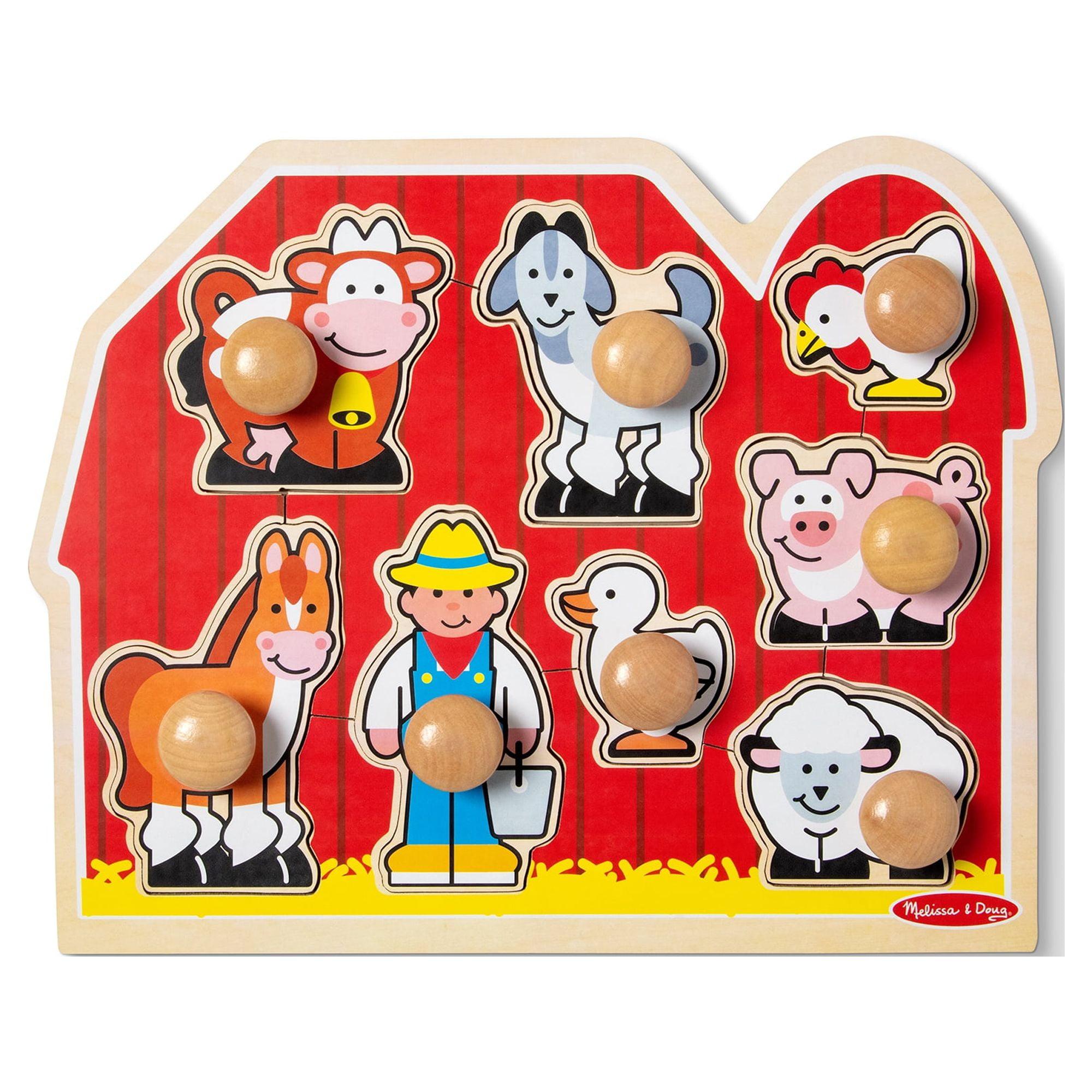 Melissa & Doug Farm Animals Jumbo Knob Wooden Puzzle (8pc)