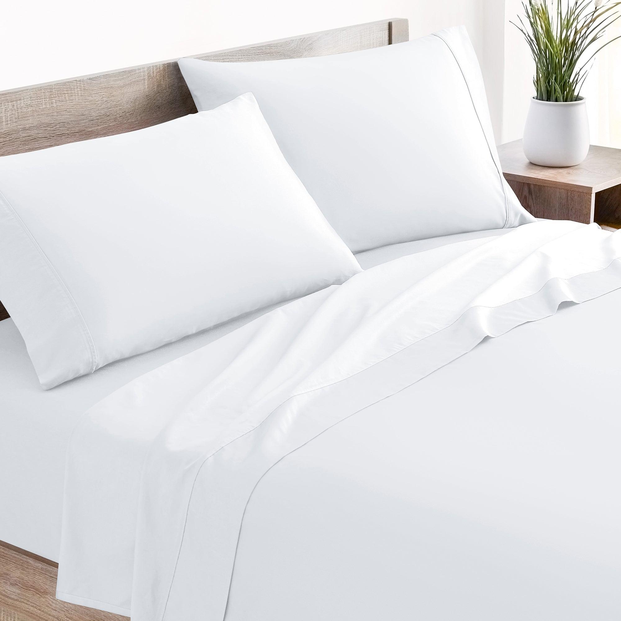 California King White Cotton Deep Pocket Bed Sheet Set