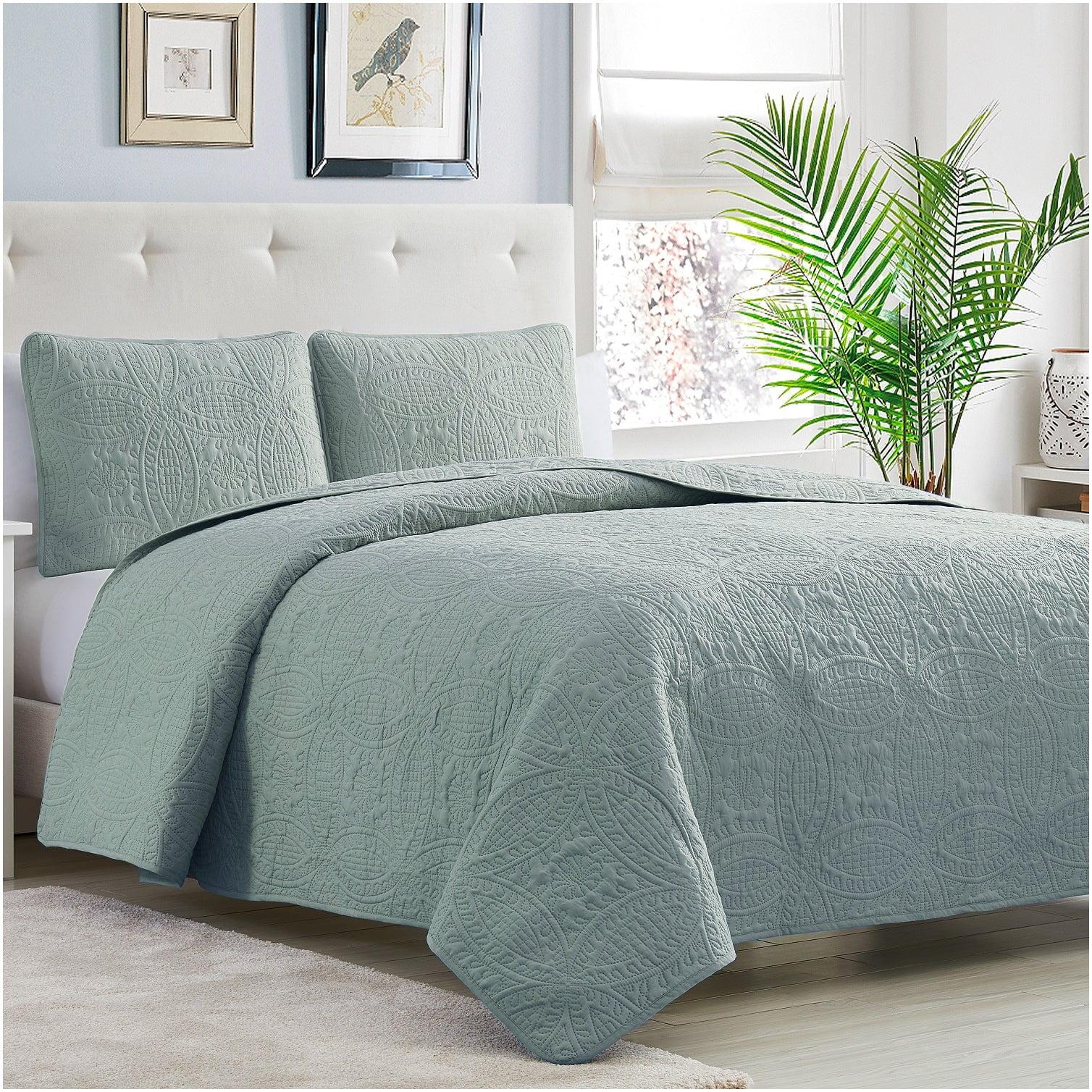 Spa Mint Twin Reversible Microfiber Bedspread Set