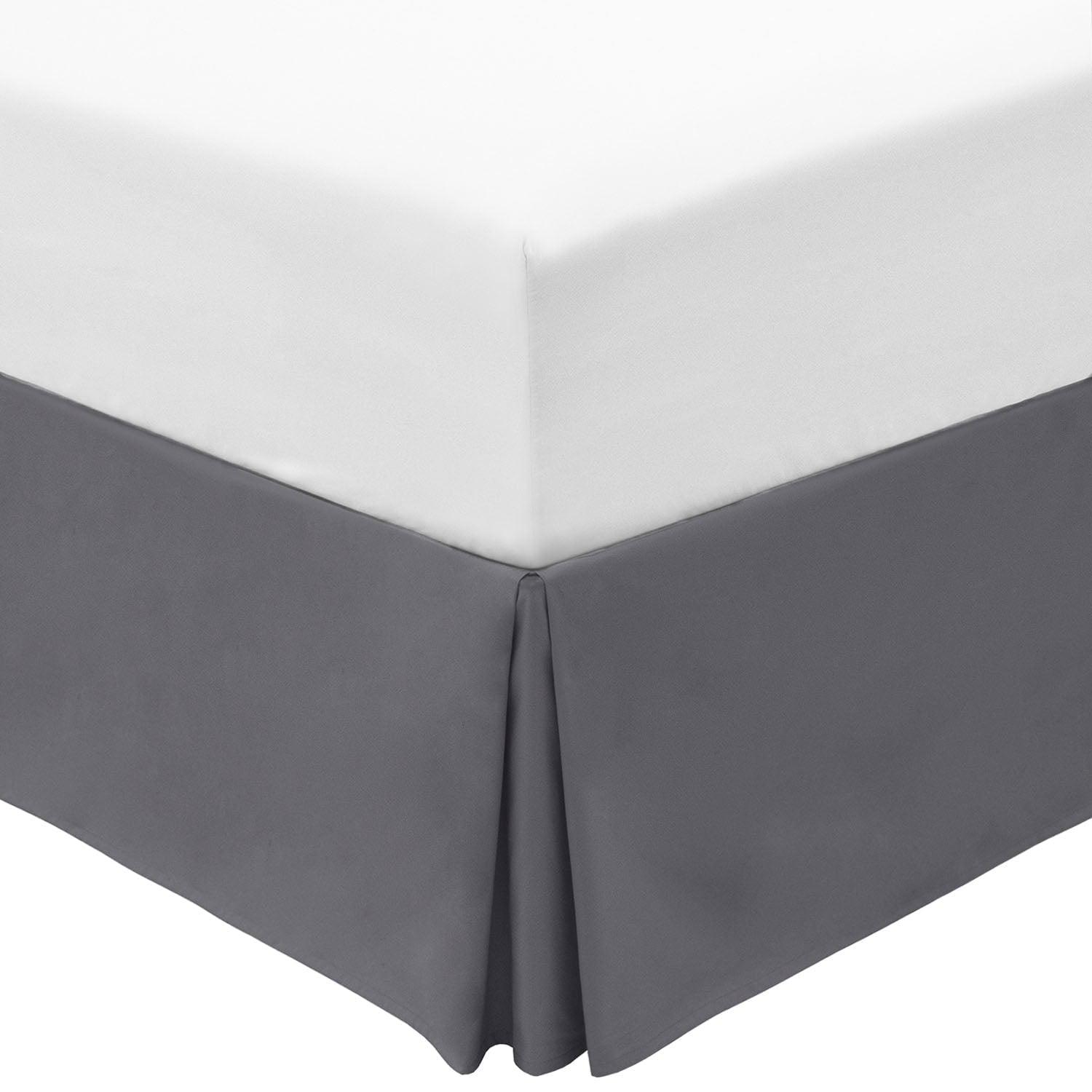 Mellanni Iconic Collection Pleated Microfiber Bed Skirt 15" Drop, King, Gray