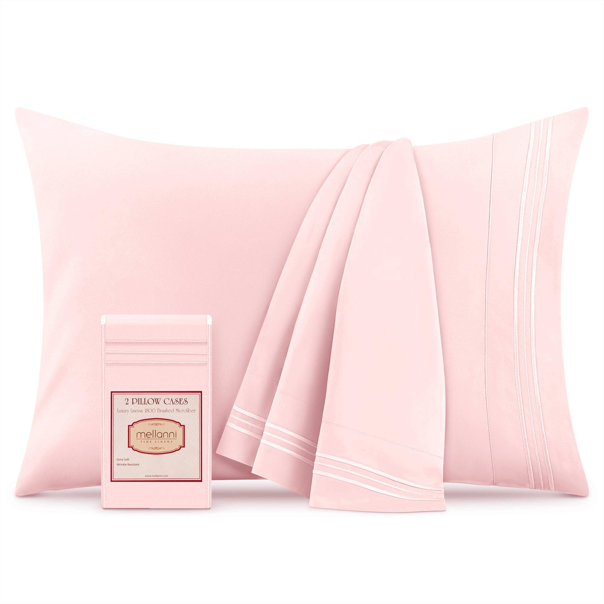Mellanni Brushed Microfiber Pillowcase Set of 2, King, Blush Pink