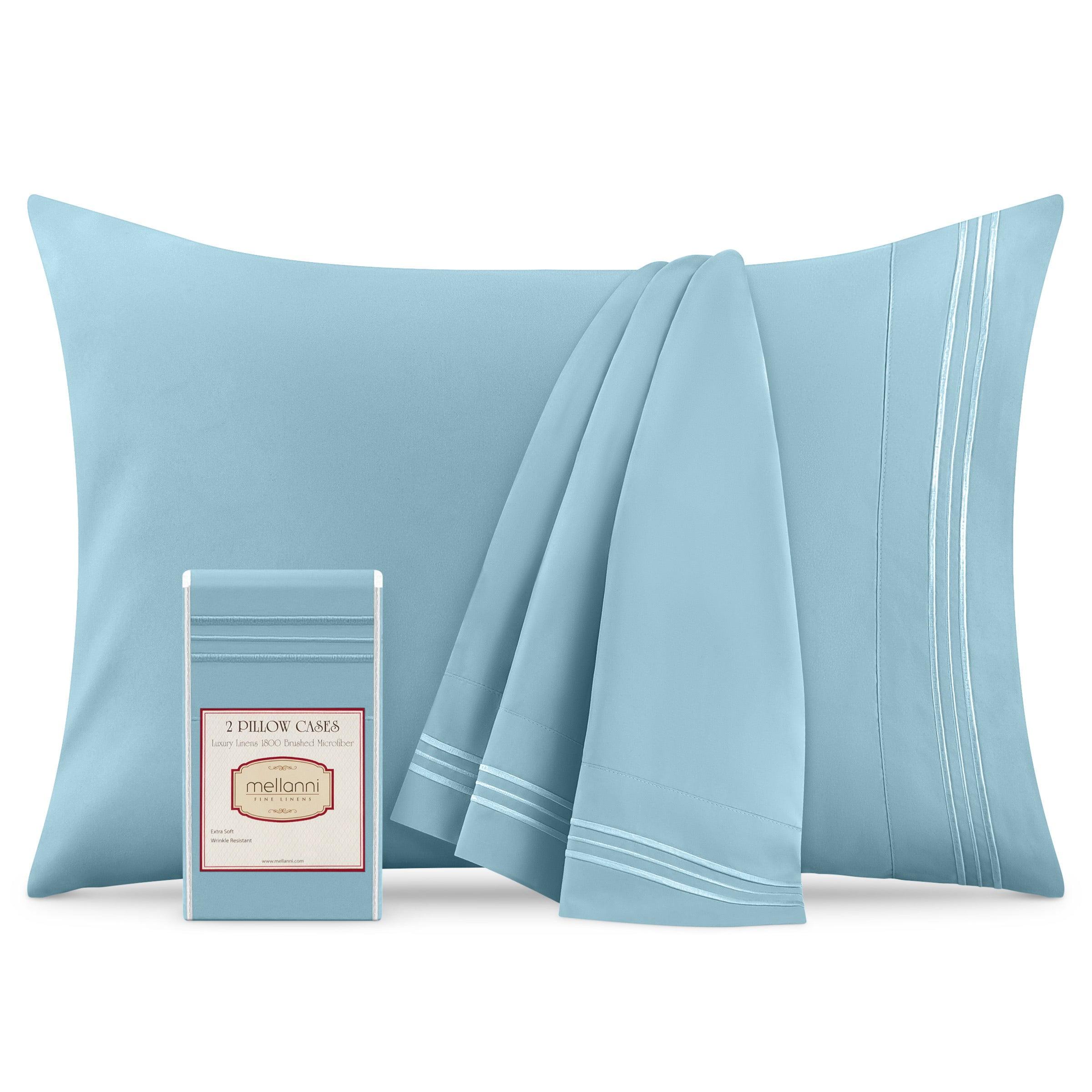 Mellanni Luxury Microfiber Pillowcases with Envelope Closure, King, Light Blue, 2 Count