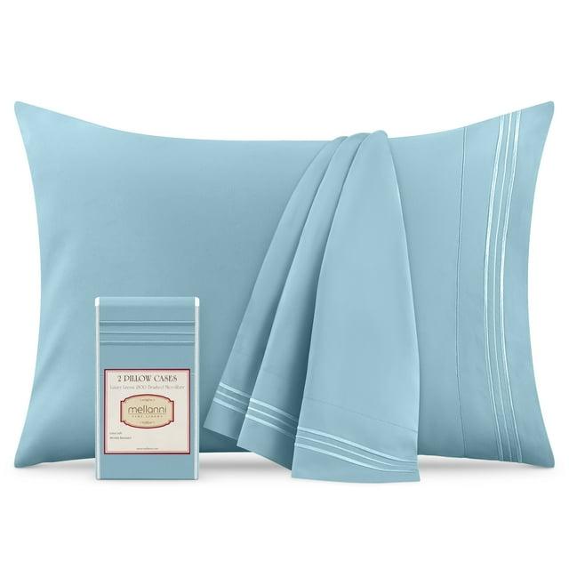 Mellanni Luxury Microfiber Pillowcases with Envelope Closure, King, Light Blue, 2 Count