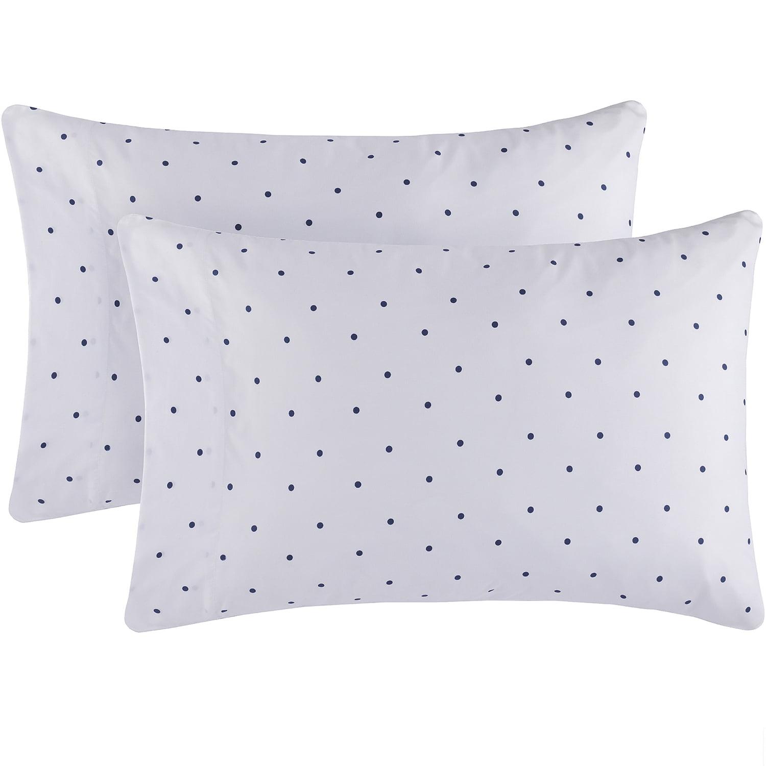 Mellanni Brushed Microfiber Pillowcase Set of 2, King, Polka Dot Navy