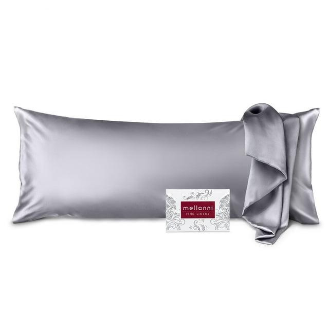 Mellanni Mulberry Silk Collection 19 Momme Light Gray Silk Pillowcase, Body 20"x54"