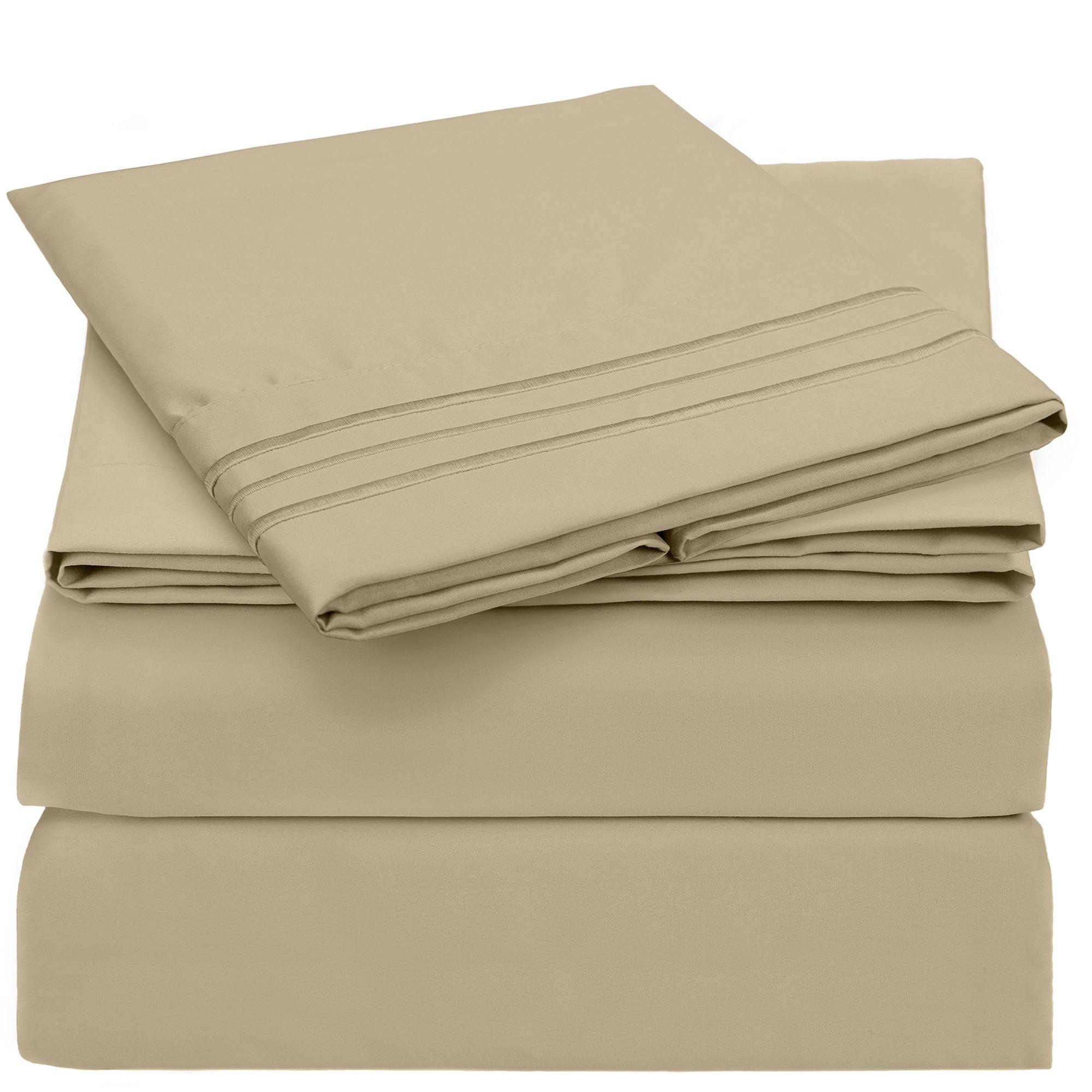 Mellanni Brushed Microfiber Sheet Set, Twin, Beige, 3 Piece