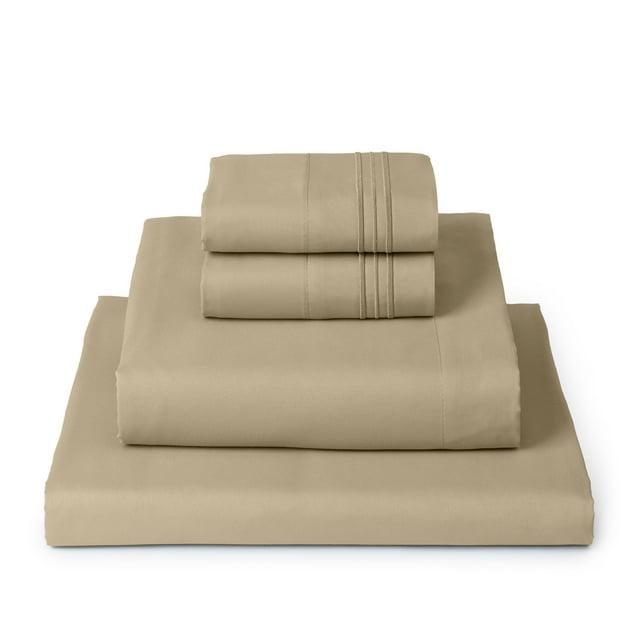 Mellanni Brushed Microfiber Sheet Set, Full, Beige, 4 Piece